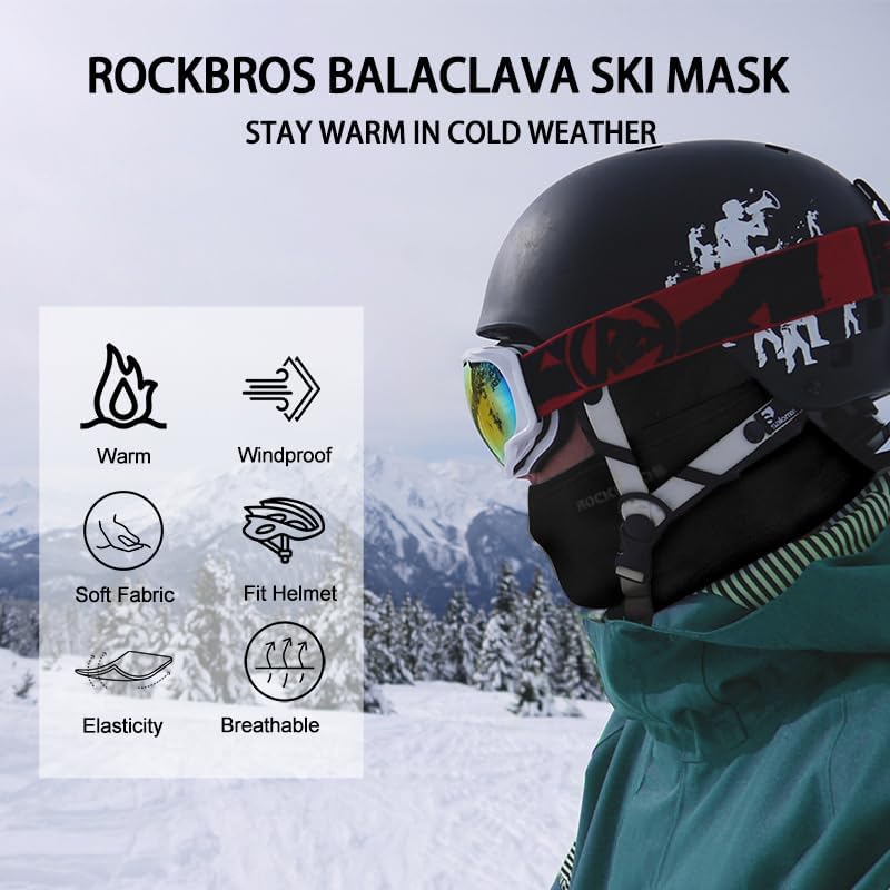 ROCKBROS Windproof Full Face Mask Thermal Balaclava for Cycling & Ski