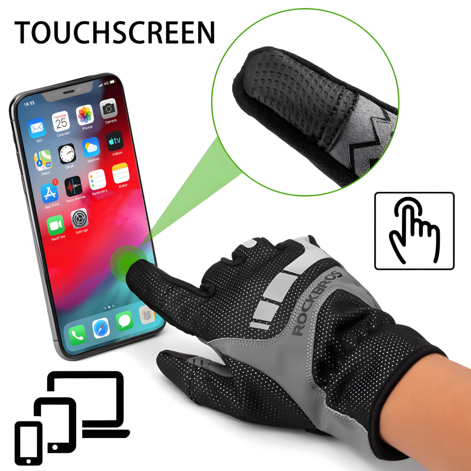 ROCKBROS Windproof Warm Touch Screen Gel Bike Gloves