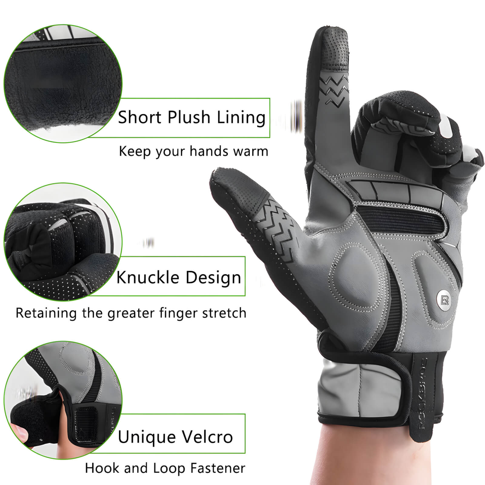 ROCKBROS Windproof Warm Touch Screen Gel Bike Gloves