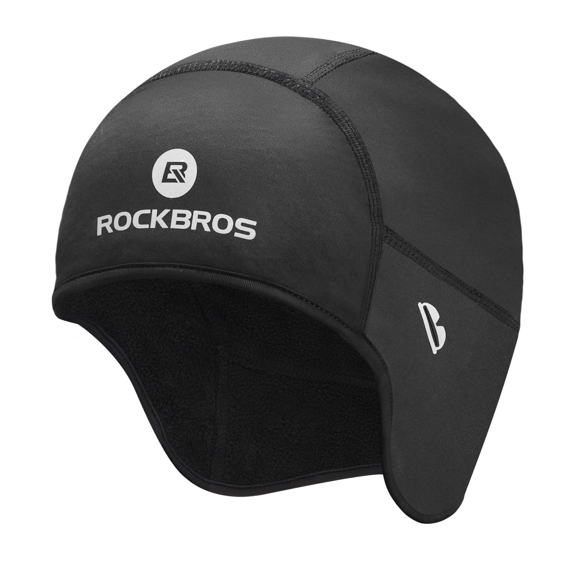 ROCKBROS Windproof Winter Cycling Hat Warm Lightweight Unisex Cap #Color_Black