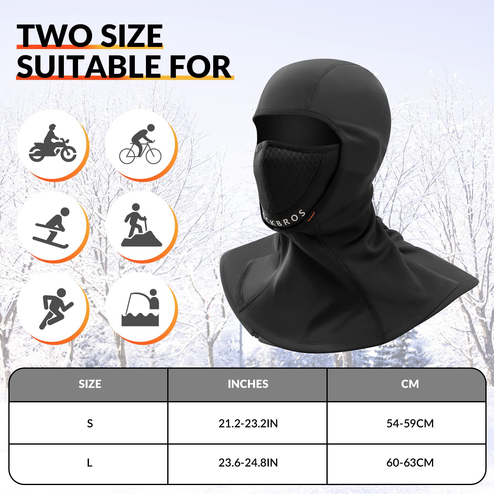 ROCKBROS Winter Balaclava - Warm Windproof Ski Mask for Men & Women #Style_02