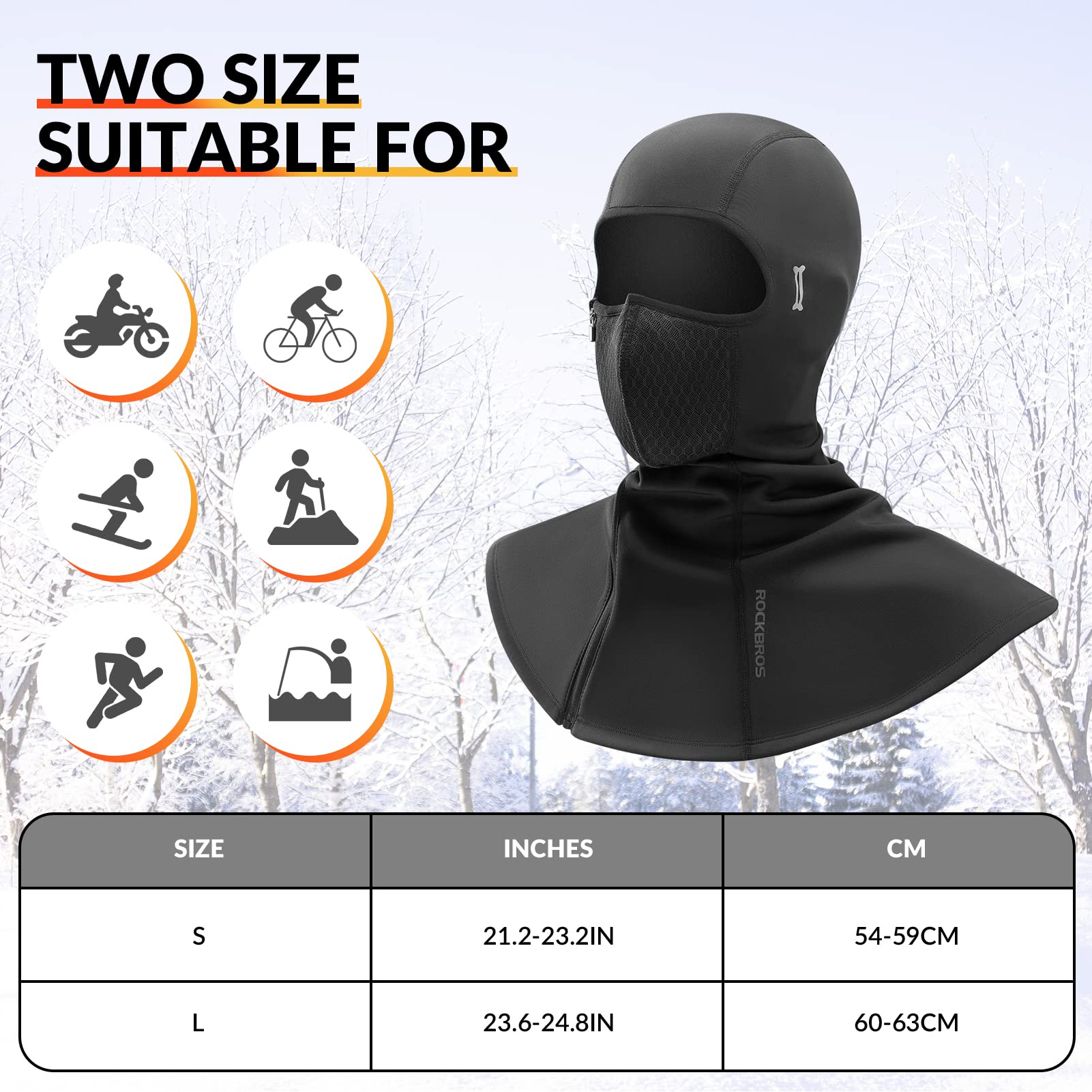 ROCKBROS Winter Balaclava - Warm Windproof Ski Mask for Men & Women #Style_01