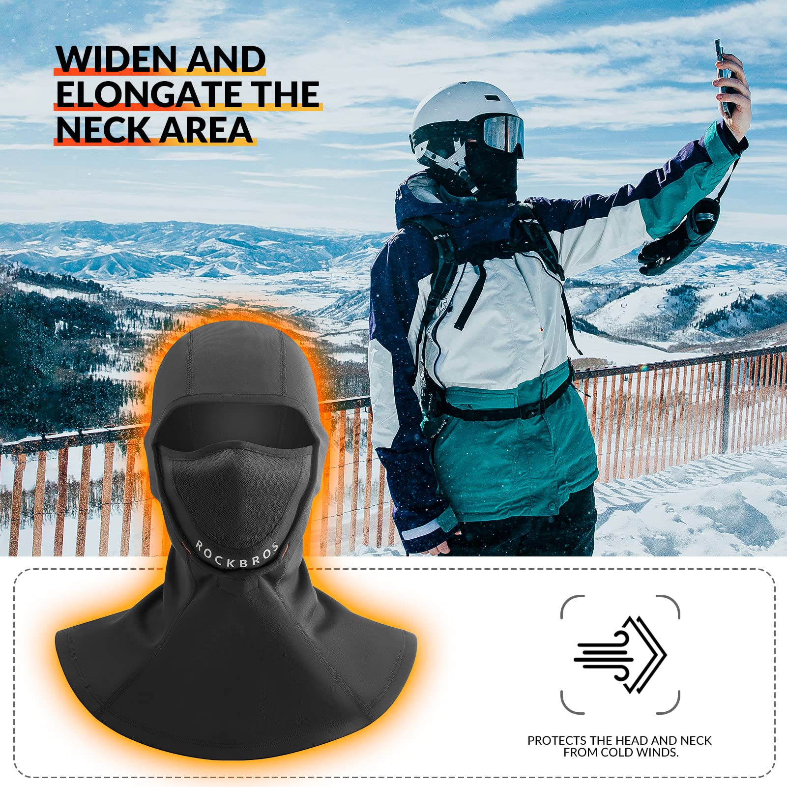 ROCKBROS Winter Balaclava - Warm Windproof Ski Mask for Men & Women #Style_02