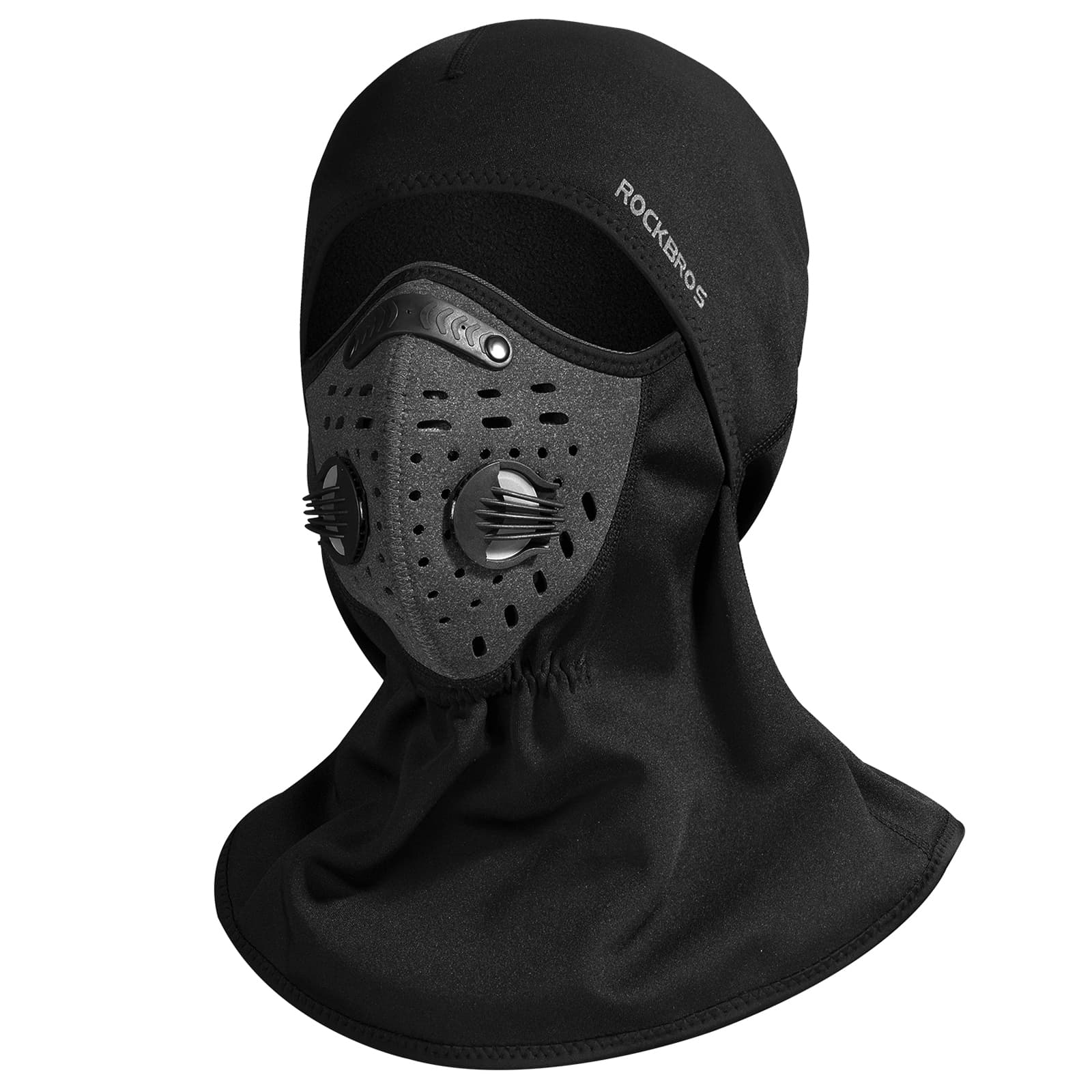 ROCKBROS winter balaclava with filter, thermal and windproof headcover, ideal for cycling and outdoor activities in cold weather #Color_Black