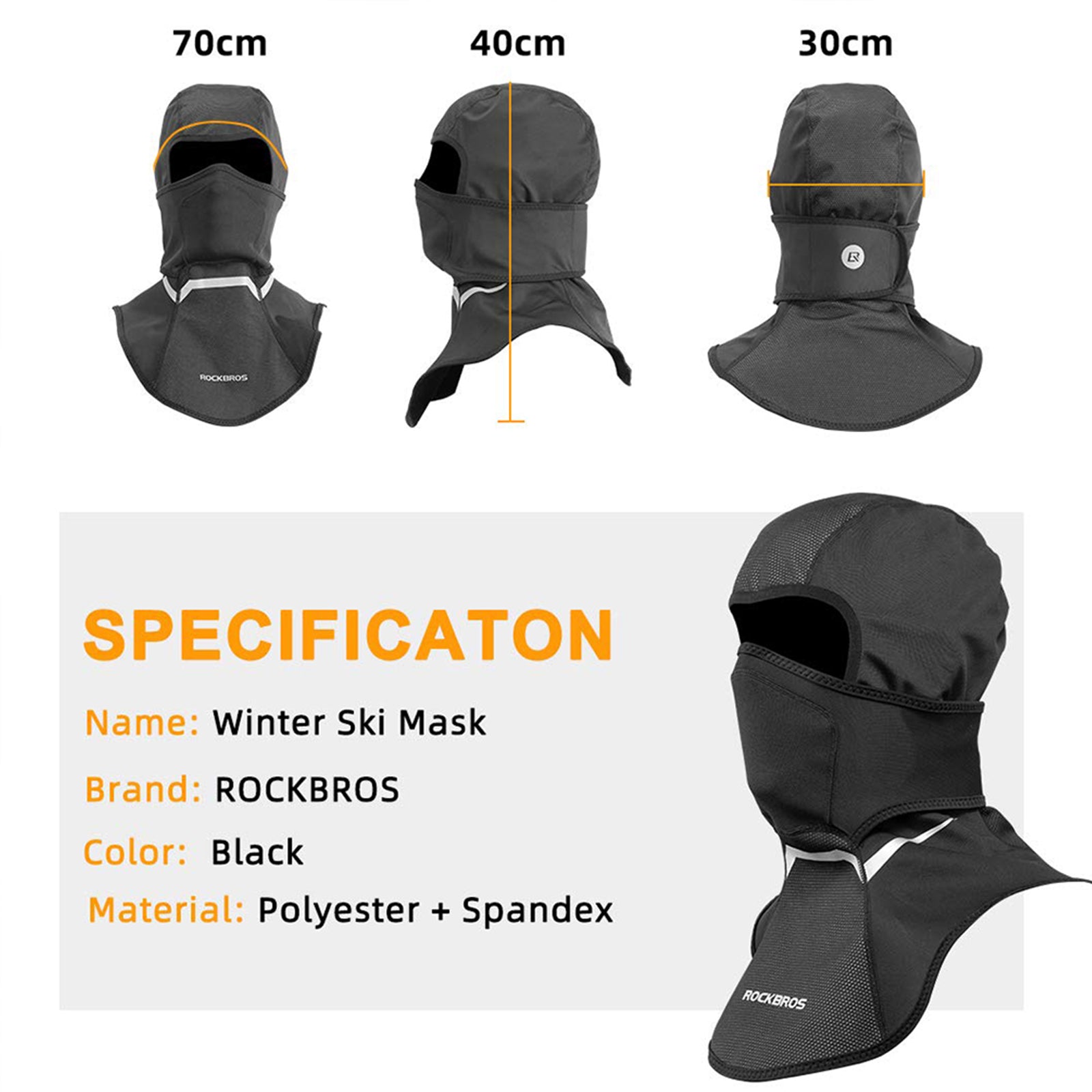 ROCKBROS Winter Cycling Balaclava Windproof Full Face Hood Neck Warmer Cap