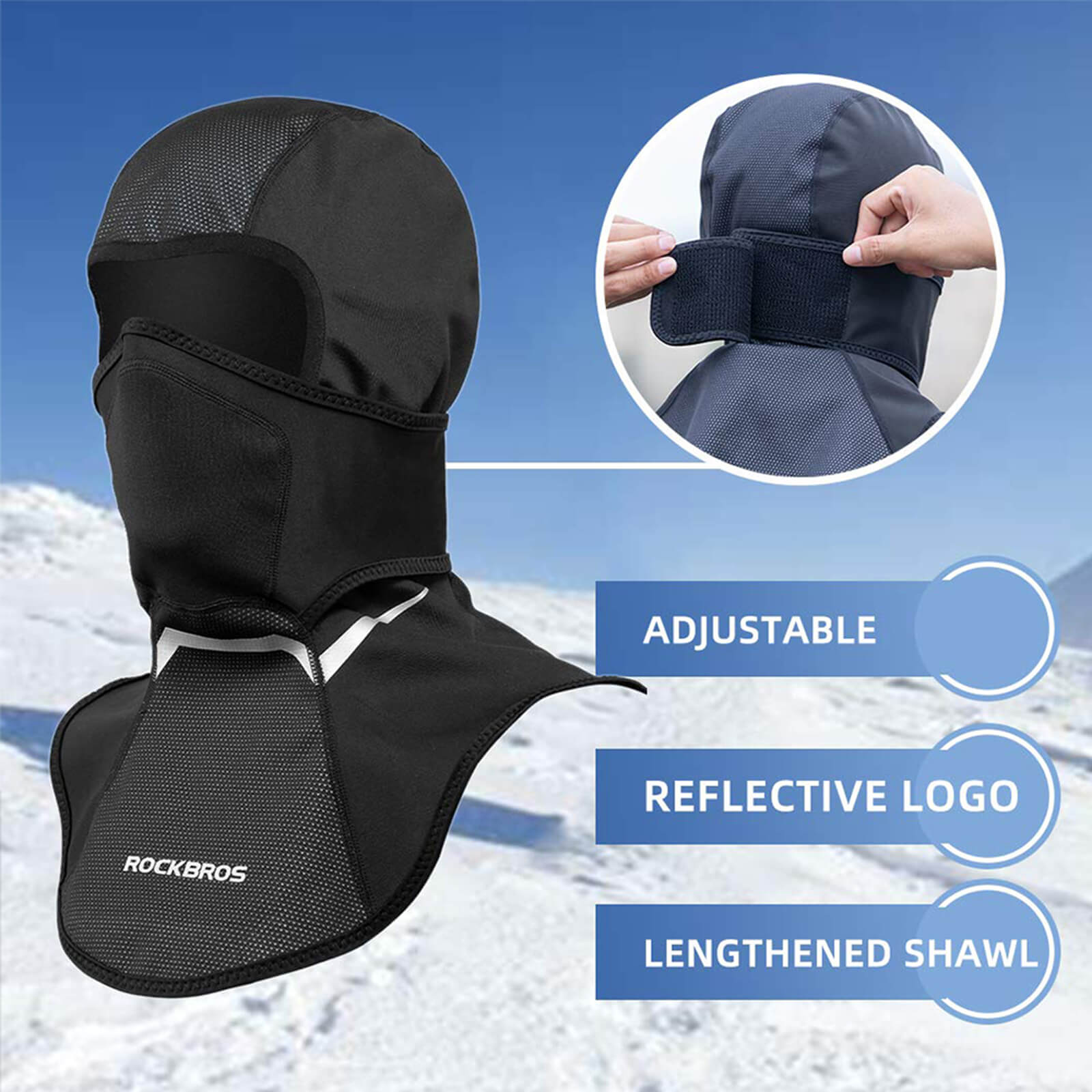 ROCKBROS Winter Cycling Balaclava Windproof Full Face Hood Neck Warmer Cap