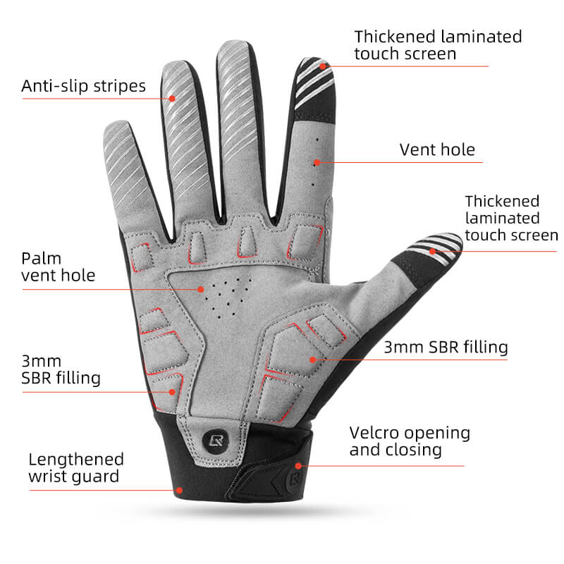 ROCKBROS winter cycling gloves, windproof and shockproof full-finger gloves, ideal for cold weather riding