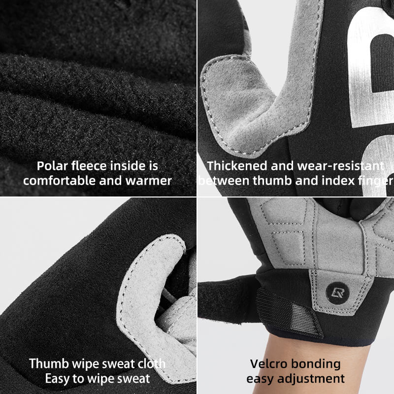 ROCKBROS winter cycling gloves, windproof and shockproof full-finger gloves, ideal for cold weather riding