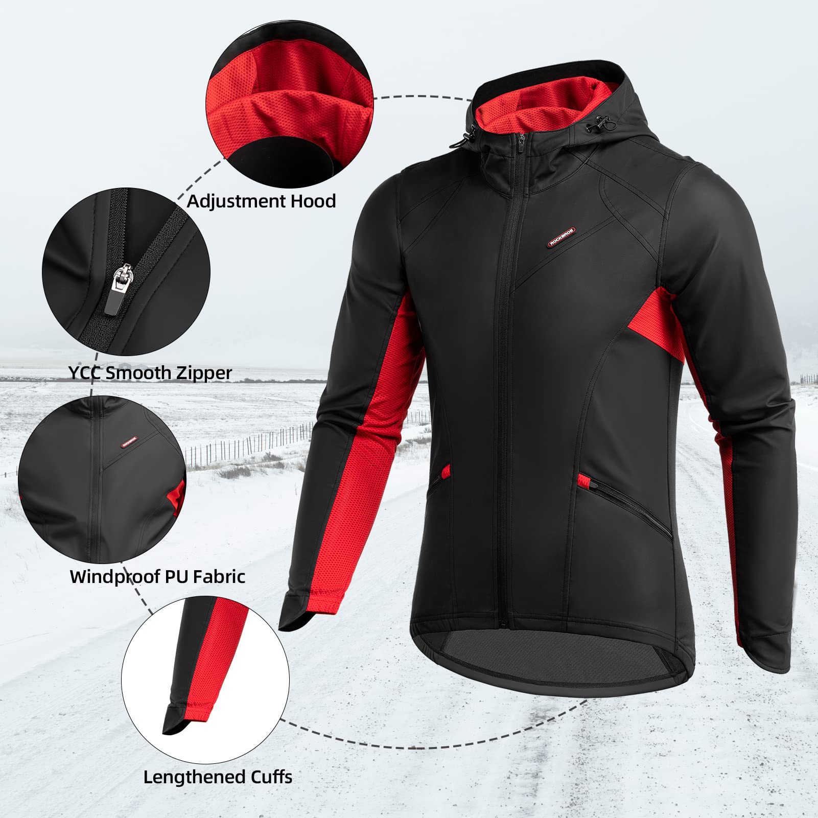 ROCKBROS Winter Cycling Jacket for Men Outdoor Sports Soft Shell Jacket