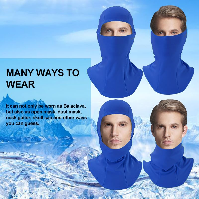 ROCKBROS Winter Cycling Mask Fleece Warm Windproof Balaclava Ski Mask #Color_Blue