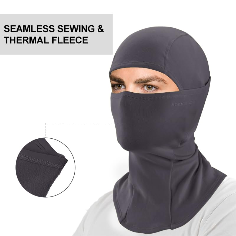 ROCKBROS Winter Cycling Mask Fleece Warm Windproof Balaclava Ski Mask #Color_Cement Gray