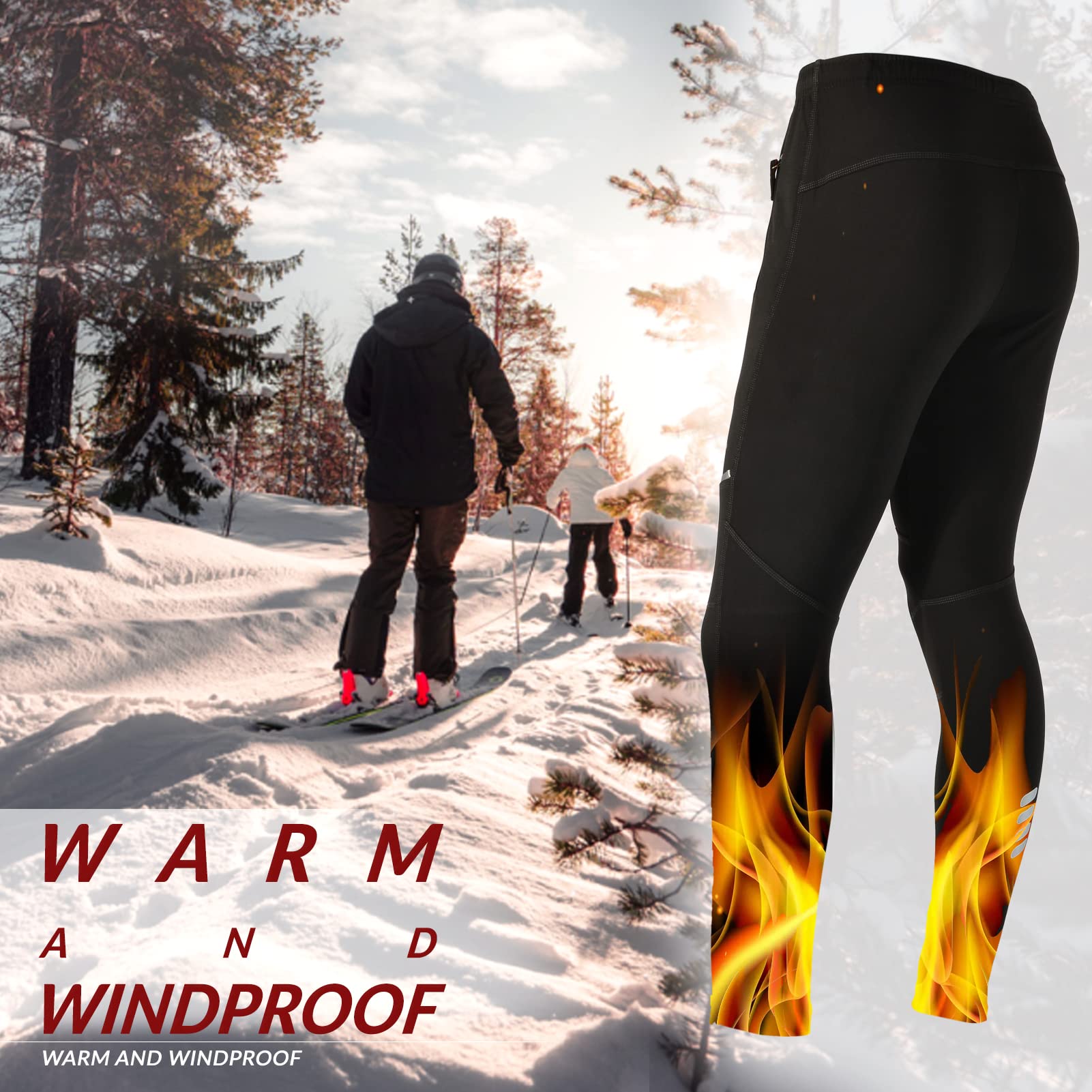 ROCKBROS Winter Cycling Trousers for Men Windproof Thermal Reflective