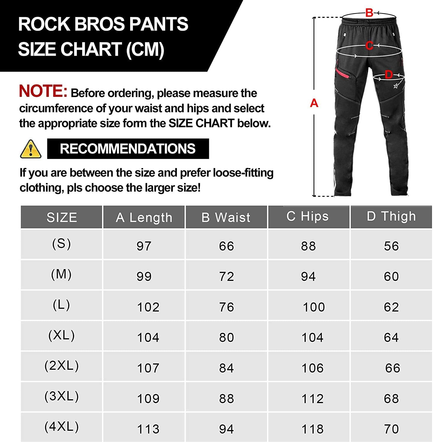 ROCKBROS Winter Cycling Trousers for Men Windproof Thermal Reflective