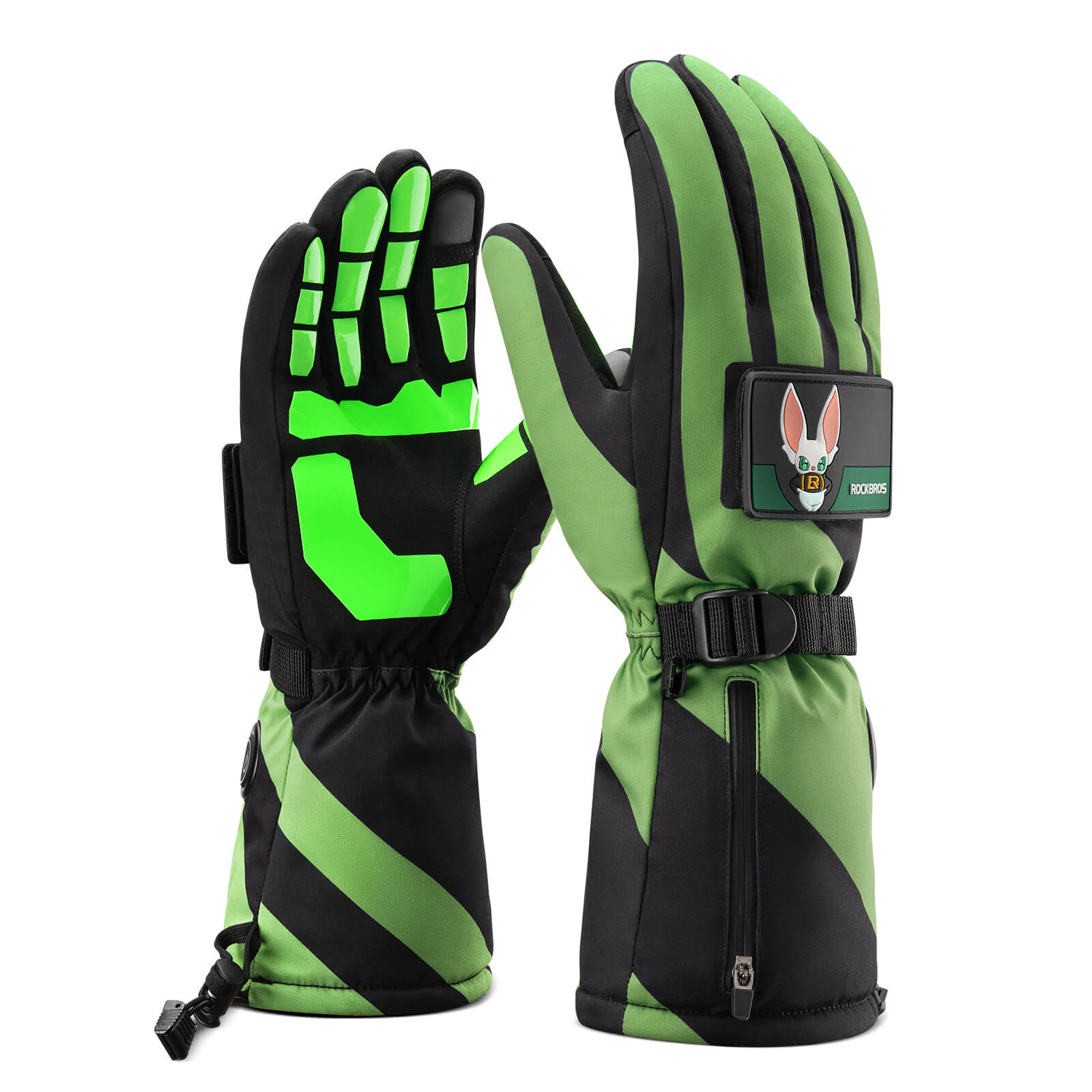 ROCKBROS winter electric heated cycling gloves with 3 adjustable heating levels, ideal for cold weather riding