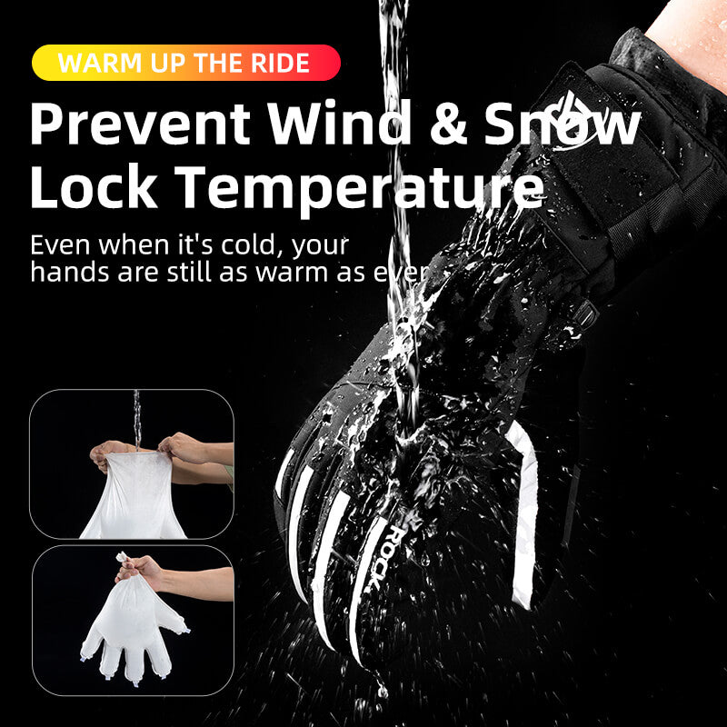 ROCKBROS winter gloves, waterproof and windproof, extra warm bike and motorcycle gloves, unisex design for cold weather