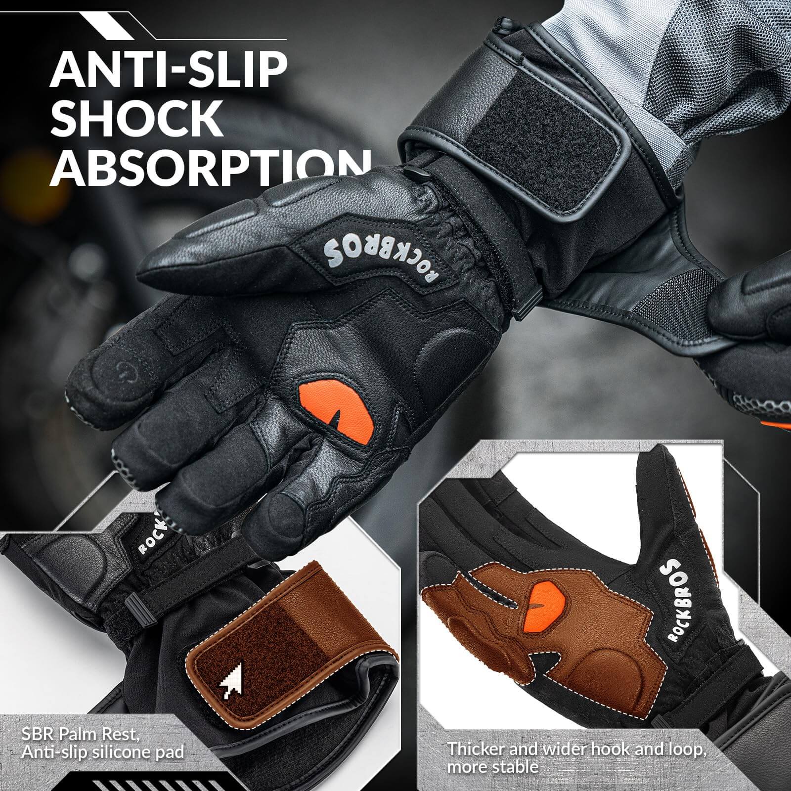 ROCKBROS Winter Thermal Full-Finger Cycling Gloves with Touchscreen Protection