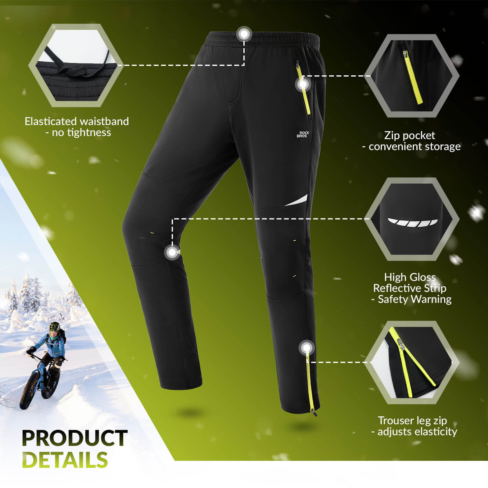 ROCKBROS Winter Windproof Thermal Cycling Jacket and Trousers Set