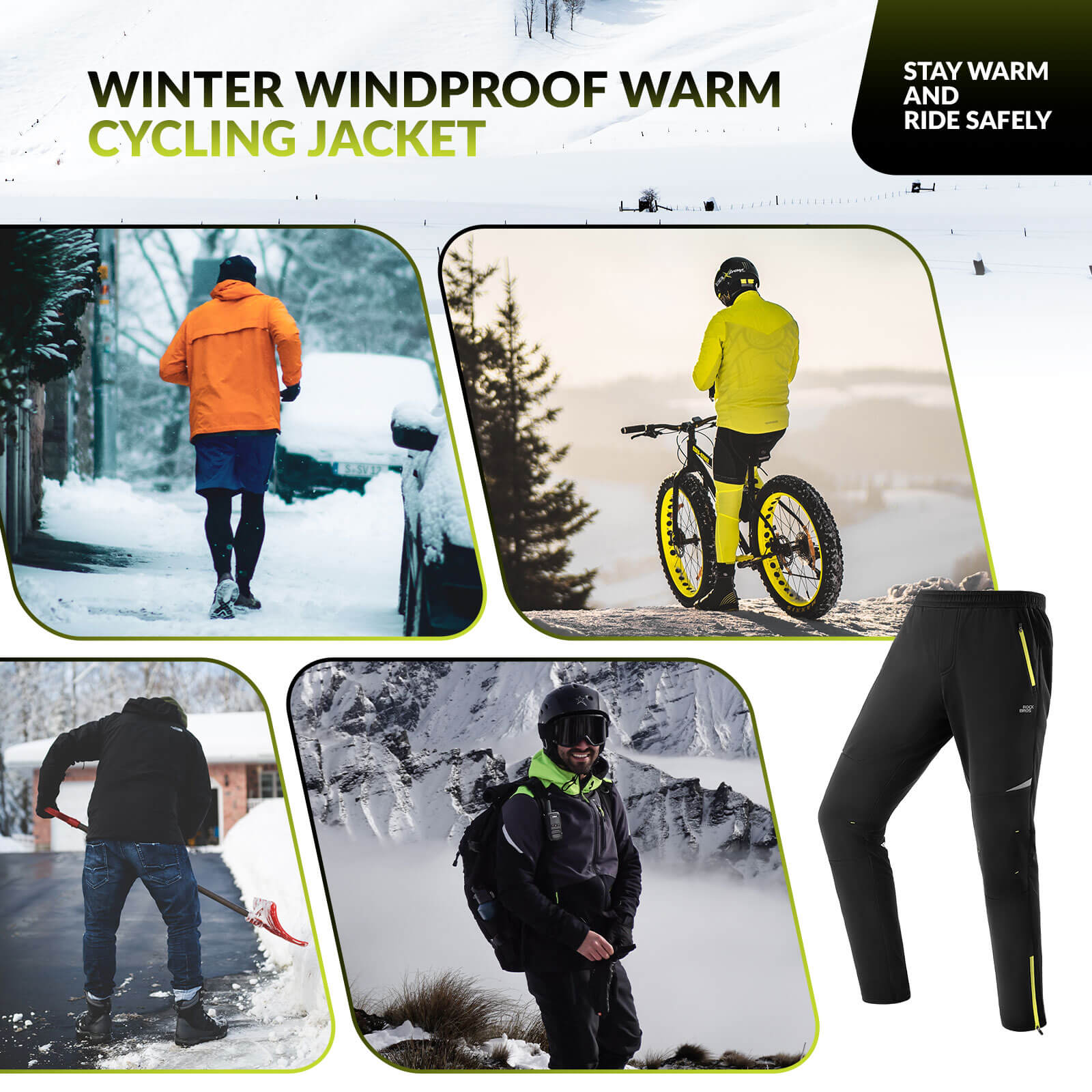 ROCKBROS Winter Windproof Thermal Cycling Jacket and Trousers Set