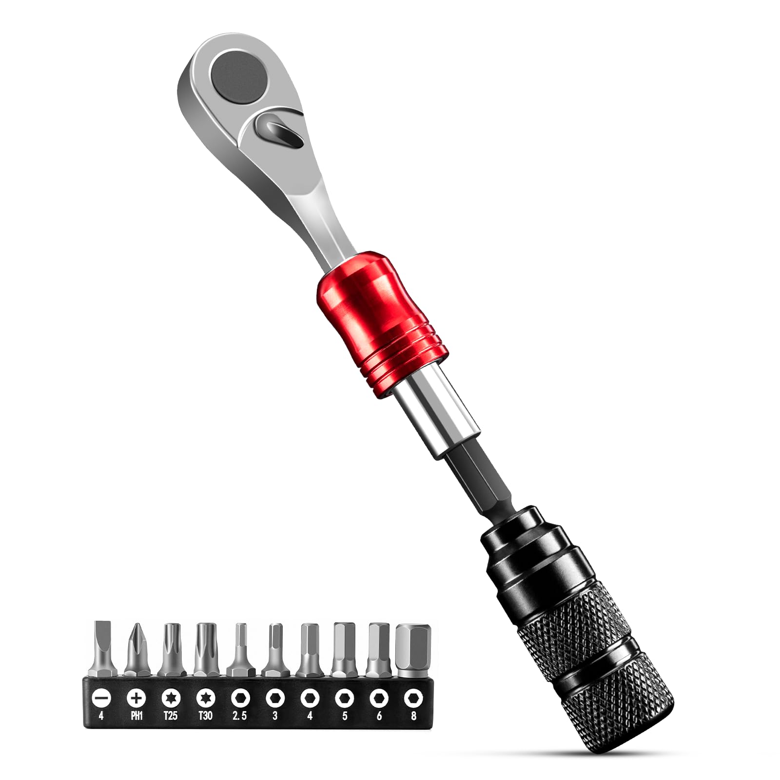 ROCKBROS Mini Ratchet Wrench with 10 Bits, Tire Wrench, and Magnetic Bits