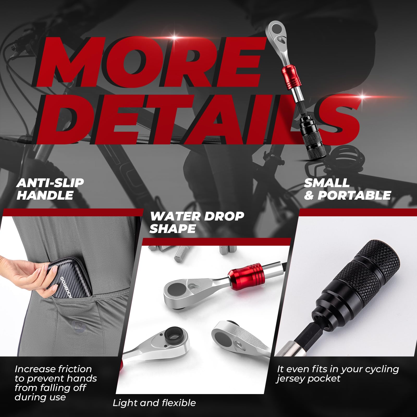 ROCKBROS Mini Ratchet Wrench with 10 Bits, Tire Wrench, and Magnetic Bits