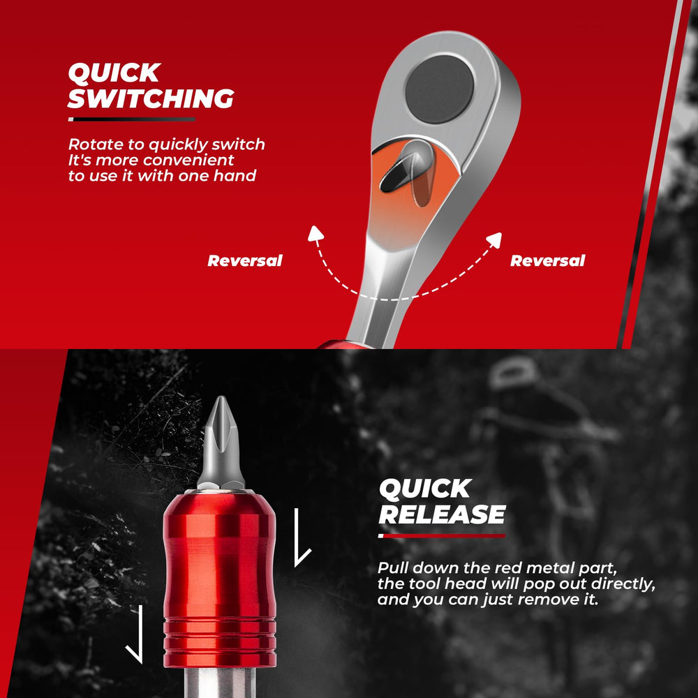 Wrench Rocks ROCKBROS Mini Ratchet Wrench with 10 Bits, Tire Wrench, and Magnetic B