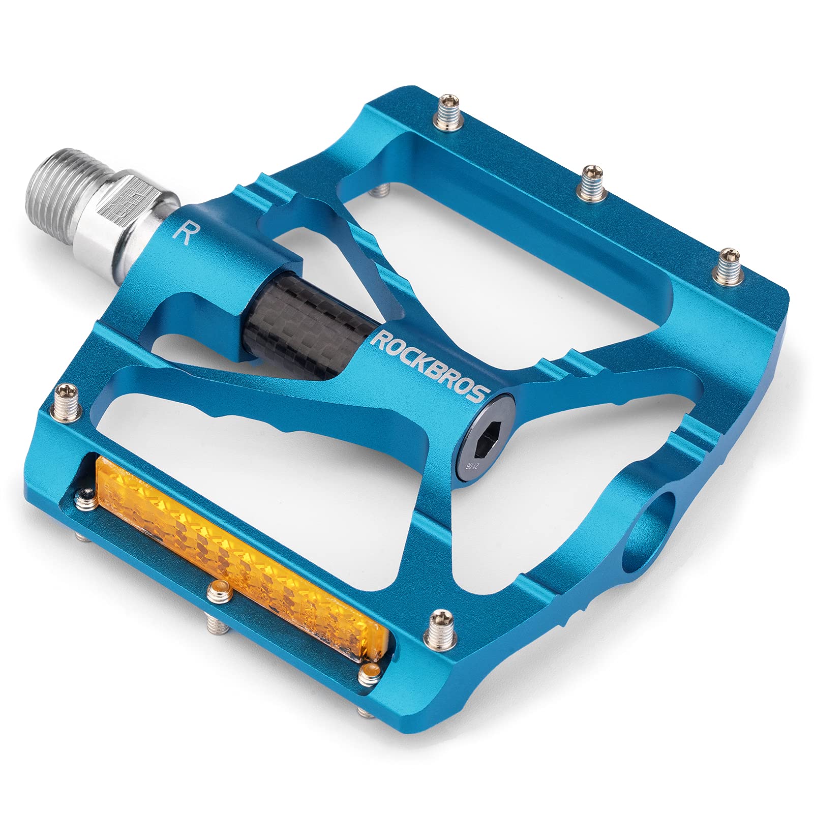 ROCKBROS Bike Pedals With Reflector Aluminum Alloy Flat Pedals (Pair) #Color_Blue