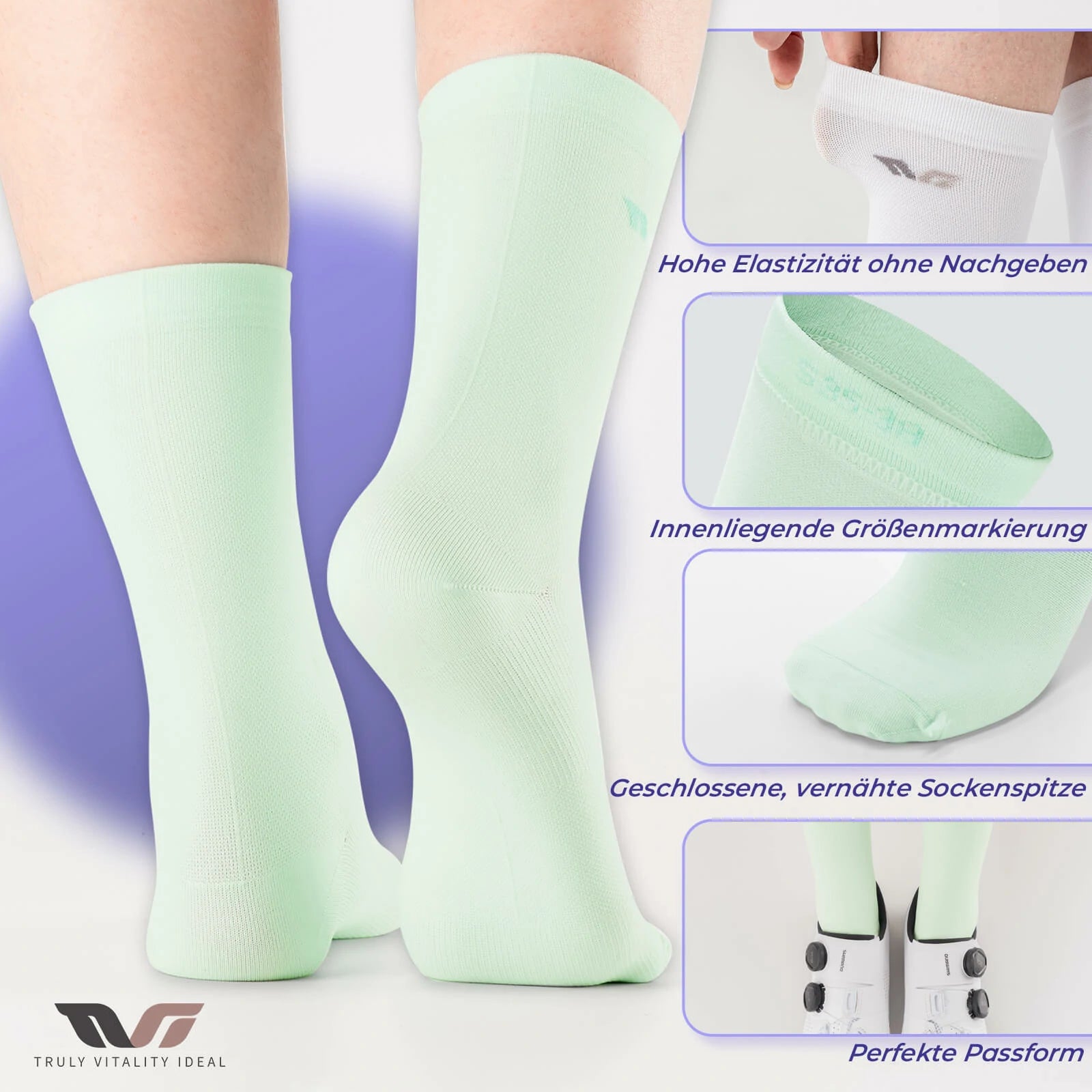 ROCKBROS TVI Performance Cycling Socks 2-Pairs Lightweight Breathable Crew - ROCKBROS-UK
#Color_Mint Green