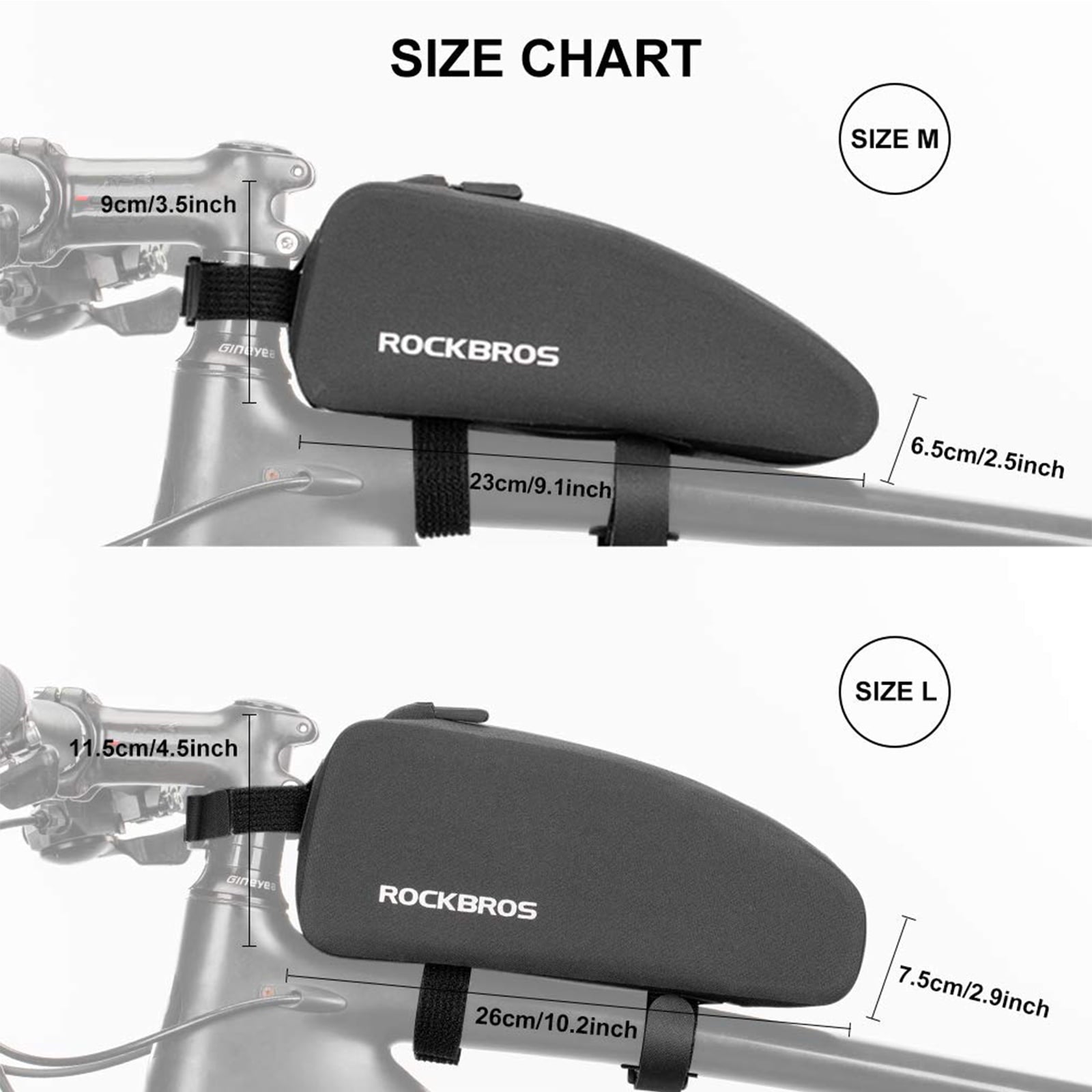 Rockbros Waterproof Top Tube Bag Bike Frame Bag with Double Zipper