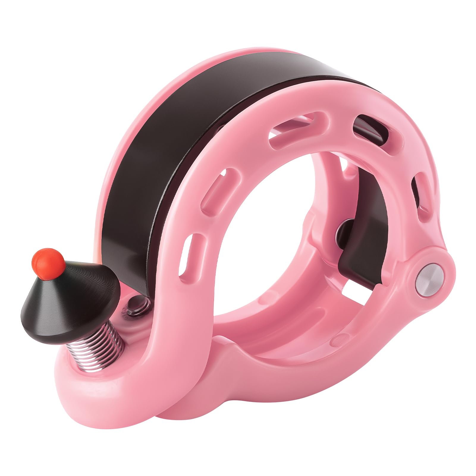 Clear-sounding hidden bike bell fits on handlebars for cyclists.#Color_Pink