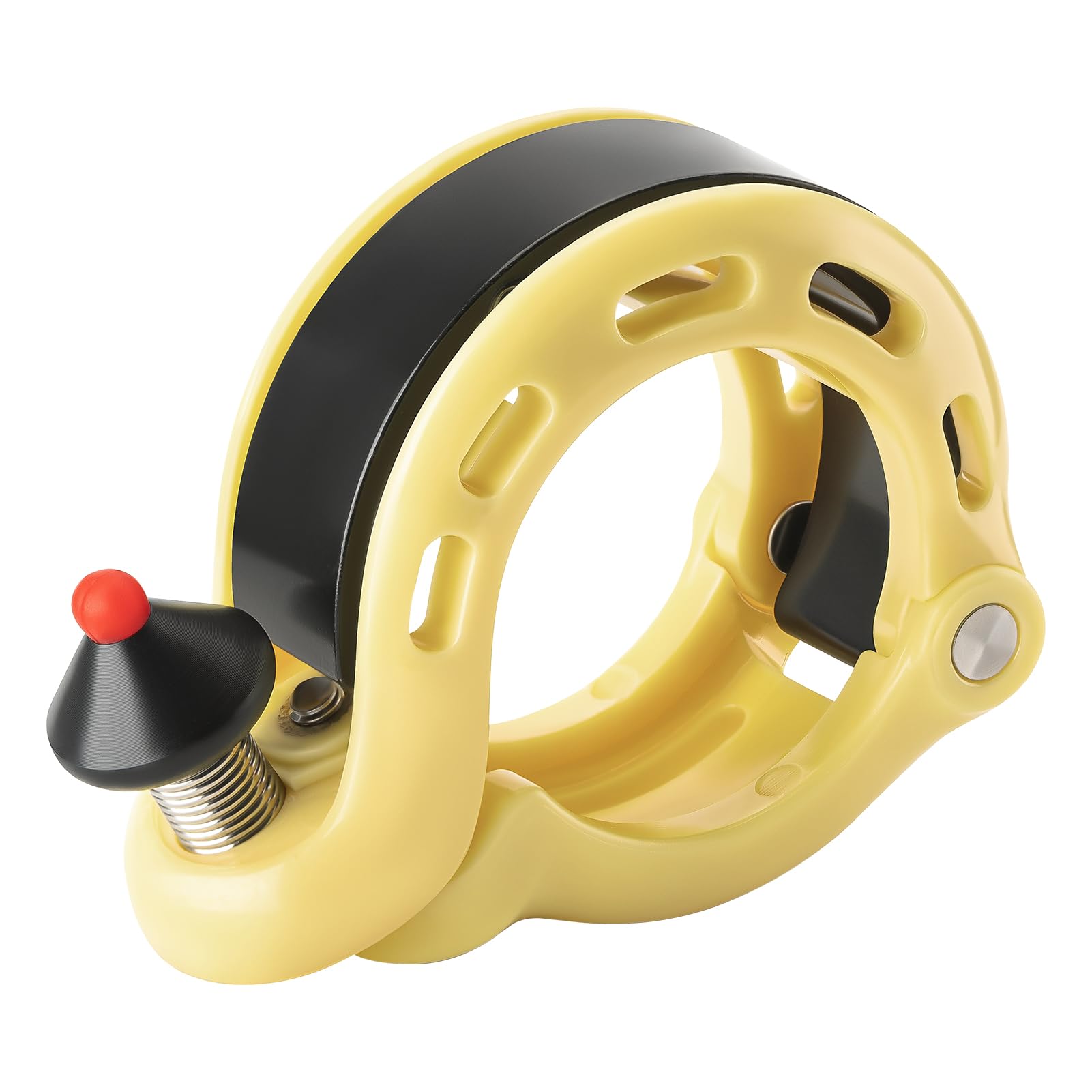 Clear-sounding hidden bike bell fits on handlebars for cyclists.#Color_yellow