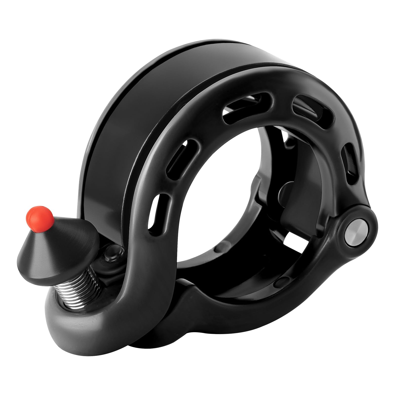 Clear-sounding hidden bike bell fits on handlebars for cyclists.#Color_Black