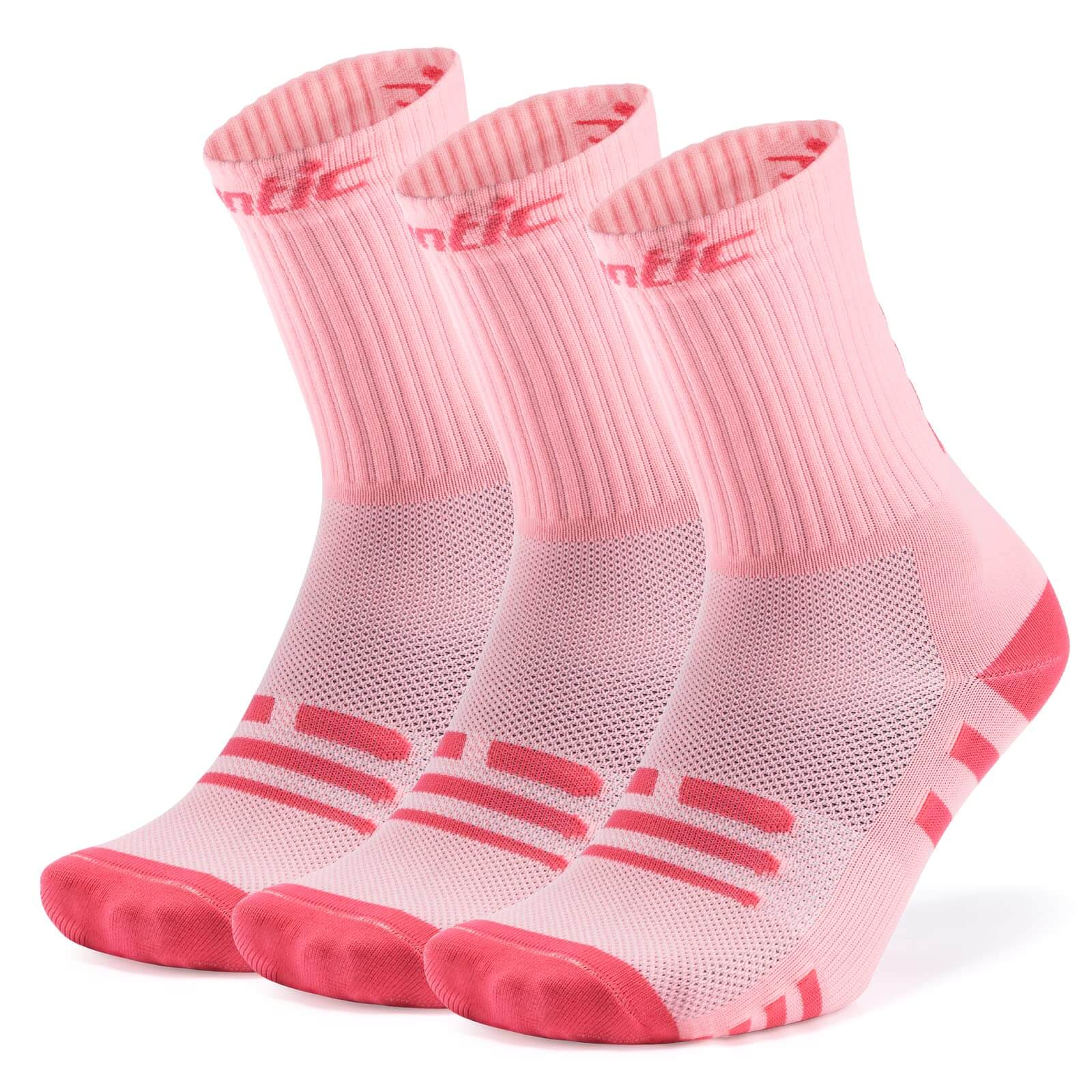 ROCKBROS Unisex Sports Socks 3-Pack Non-Slip Breathable Socks for Sports #Color_Pink