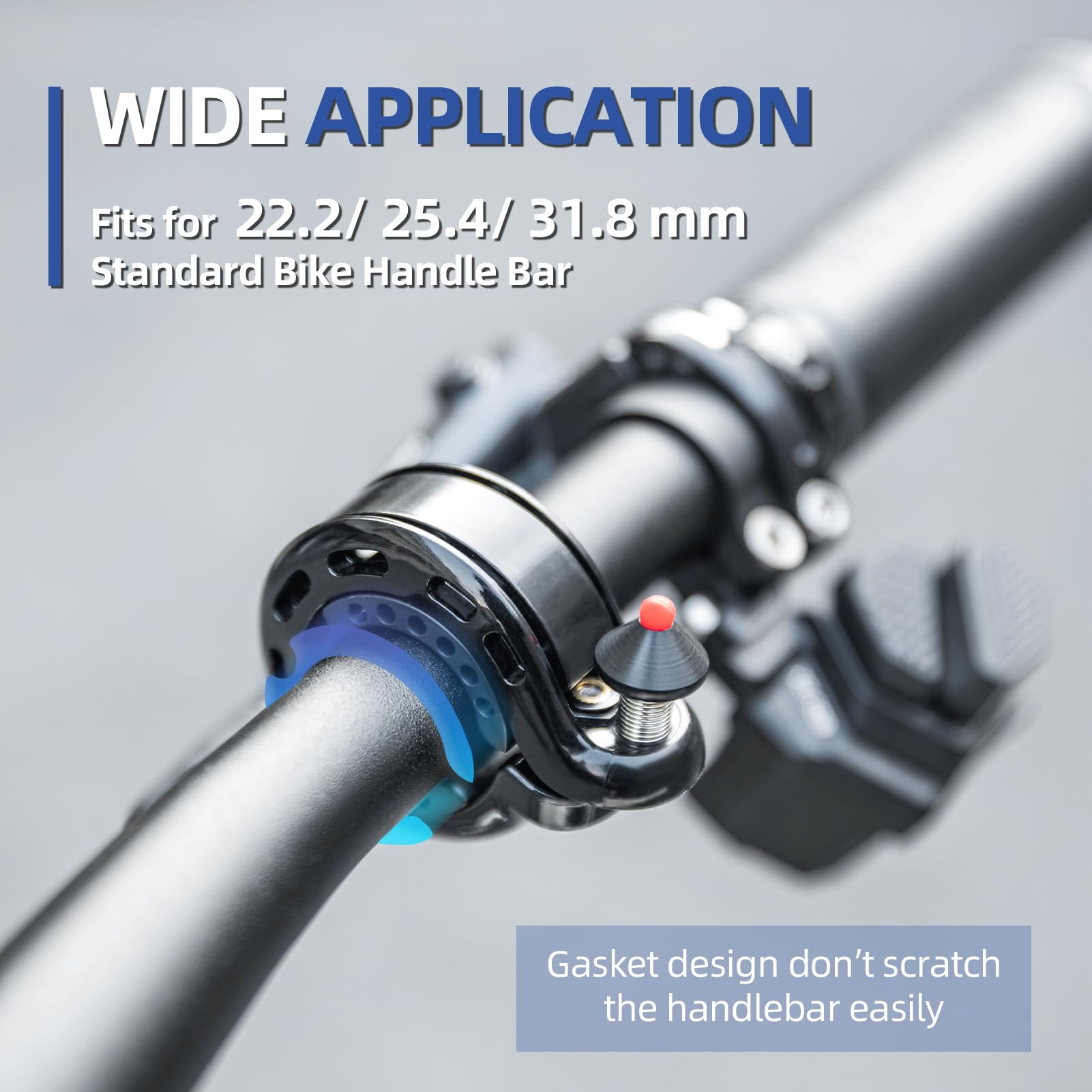 Clear-sounding hidden bike bell fits on handlebars for cyclists