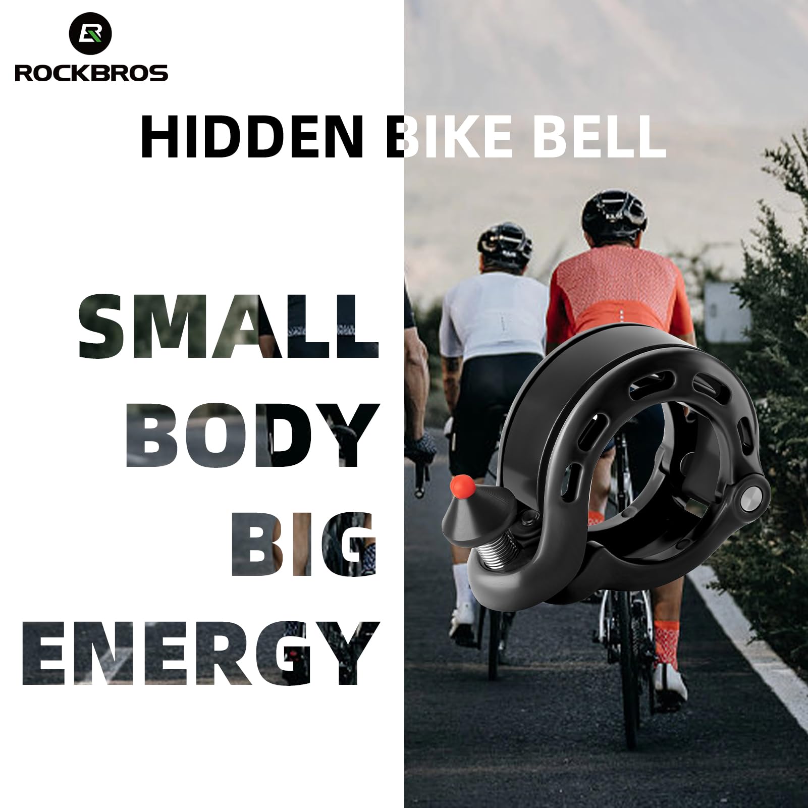 Clear-sounding hidden bike bell fits on handlebars for cyclists