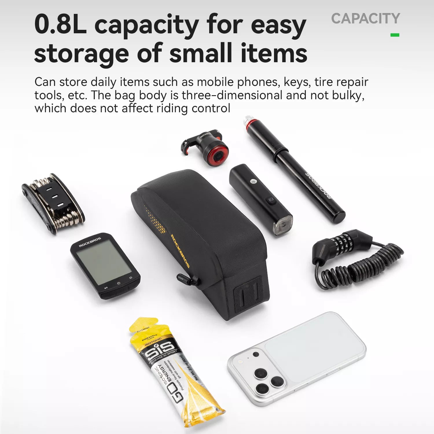 Waterproof magnetic bike top tube bag detail