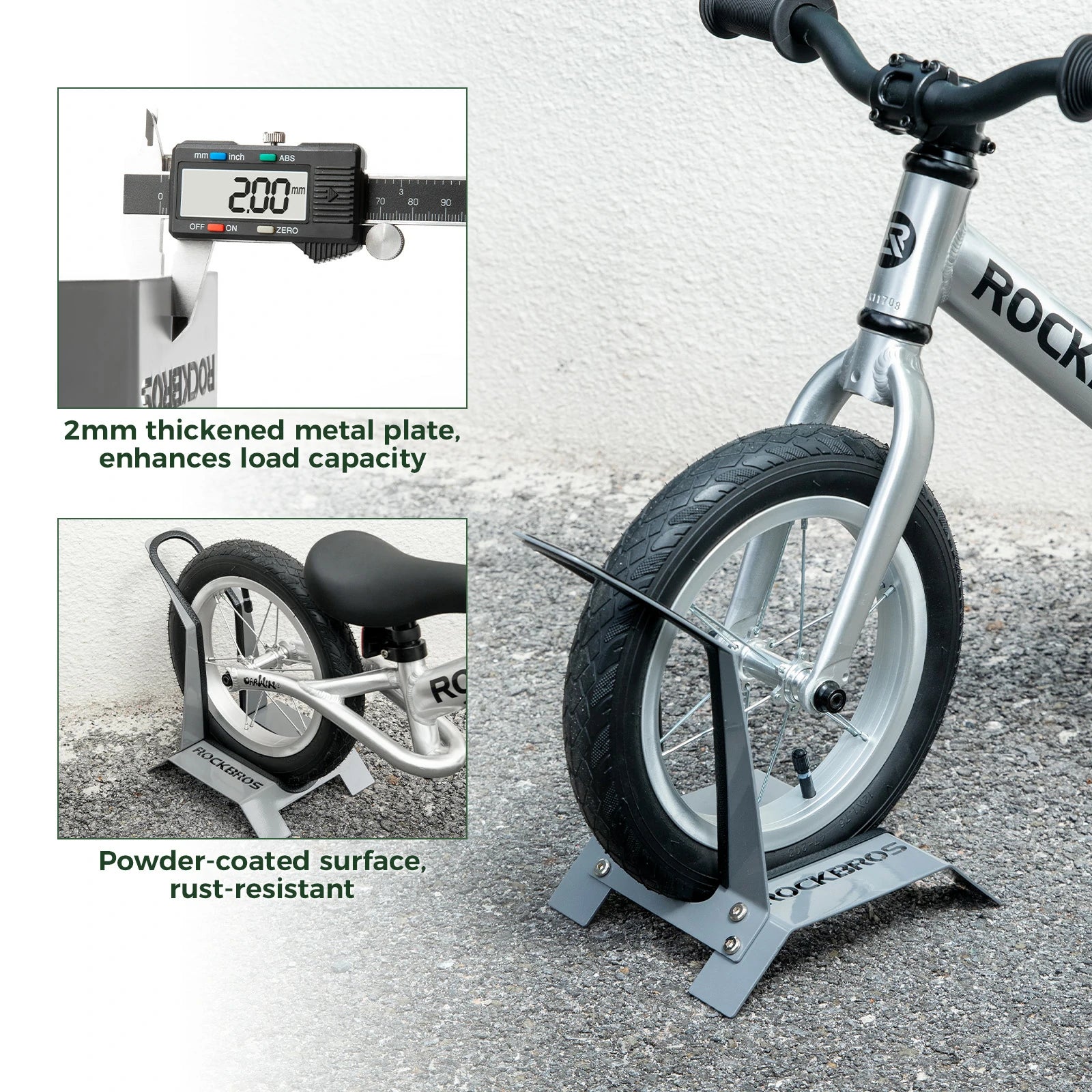 ROCKBROS Balance Bike Parking Rack L-Shaped for 12-inch Wheels
#Color_Grey