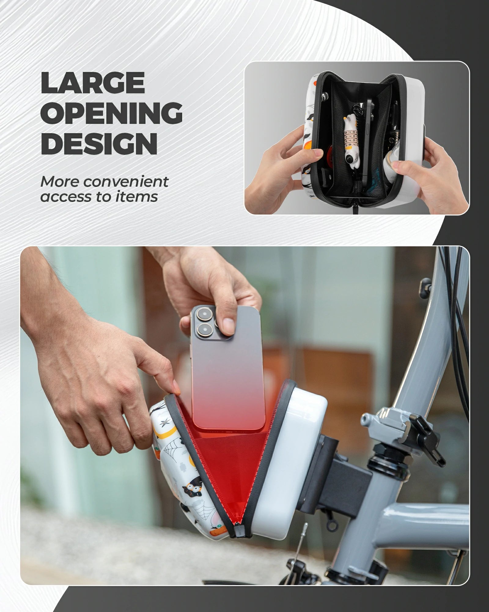 ROCKBROS bicycle handlebar bag waterproof hard shell for folding bike
