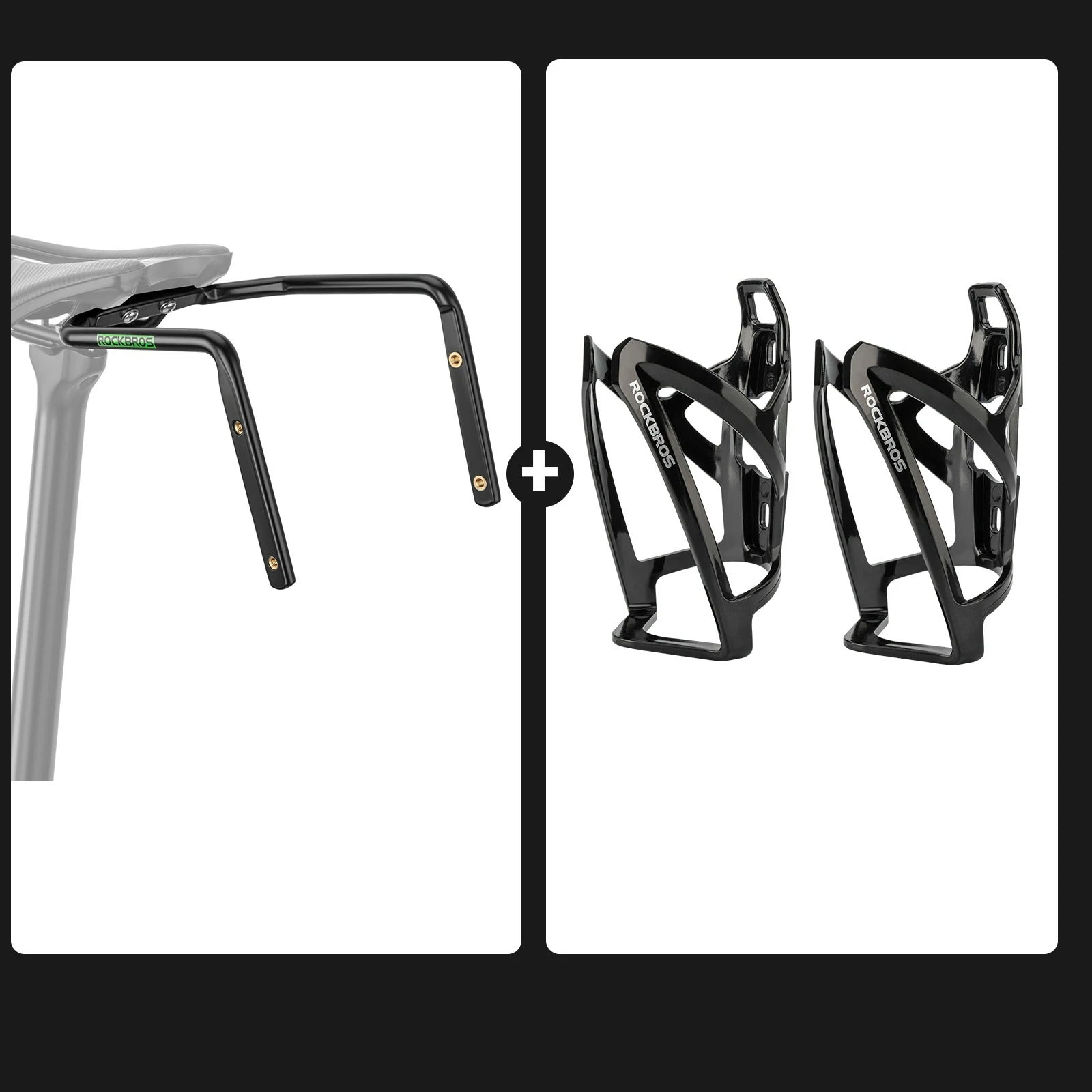 Bike Bottle Cage Set with Mount Bracket for Extra Hydration#Color_Black