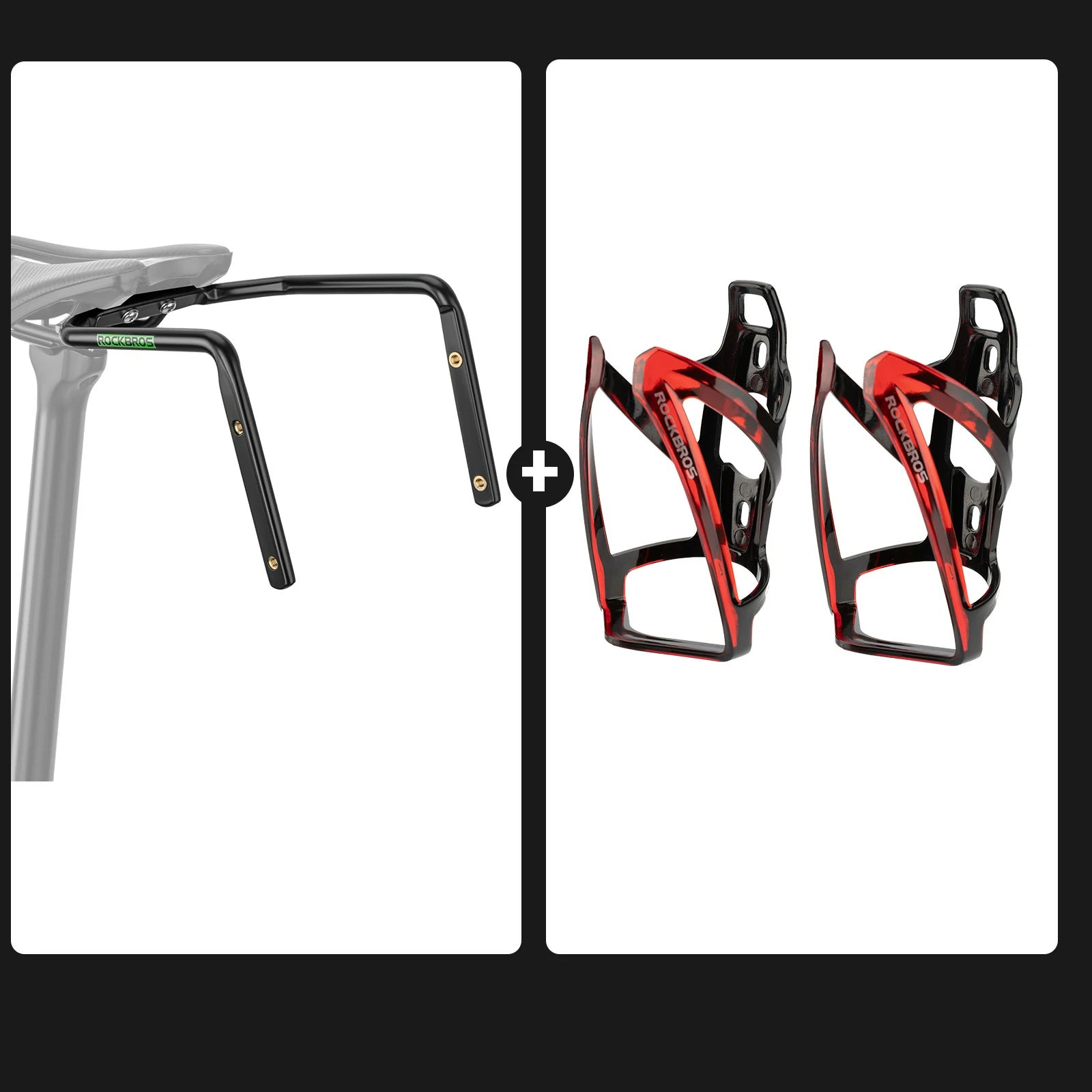 Bike Bottle Cage Set with Mount Bracket for Extra Hydration#Color_Black Red