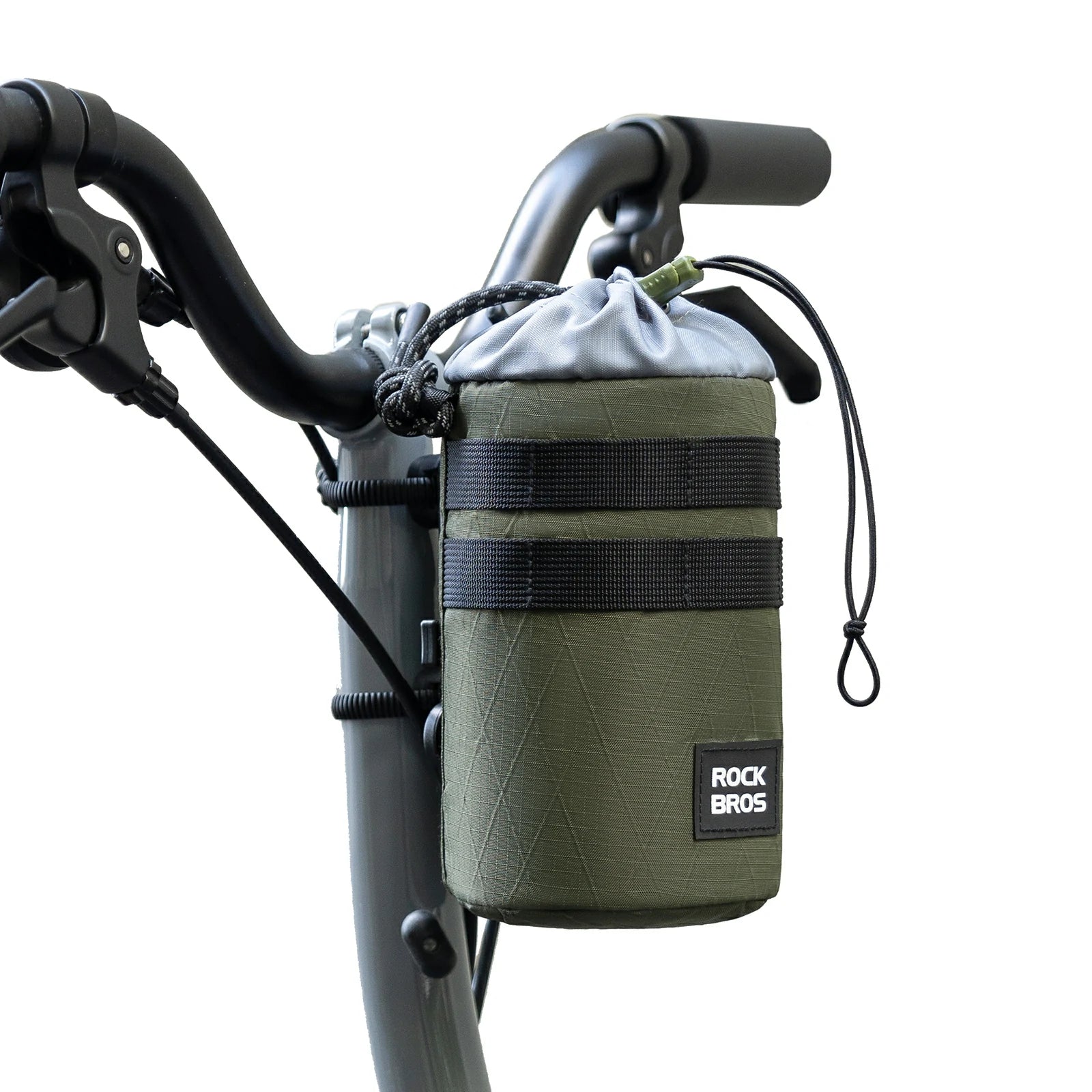 Lightweight dark green bike bottle bag for folding bike and scooter use#Color_Dark Green