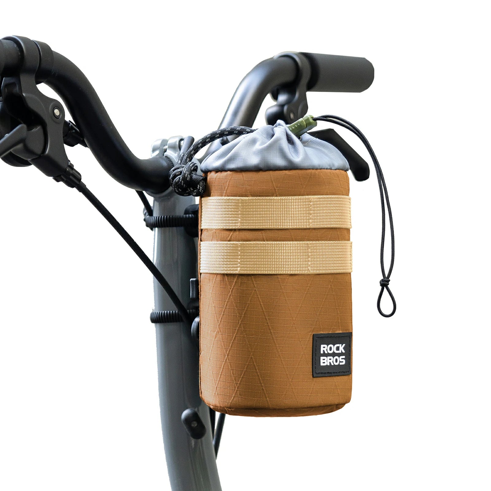 Lightweight brown bike bottle bag for folding bike and scooter use#Color_Brown
