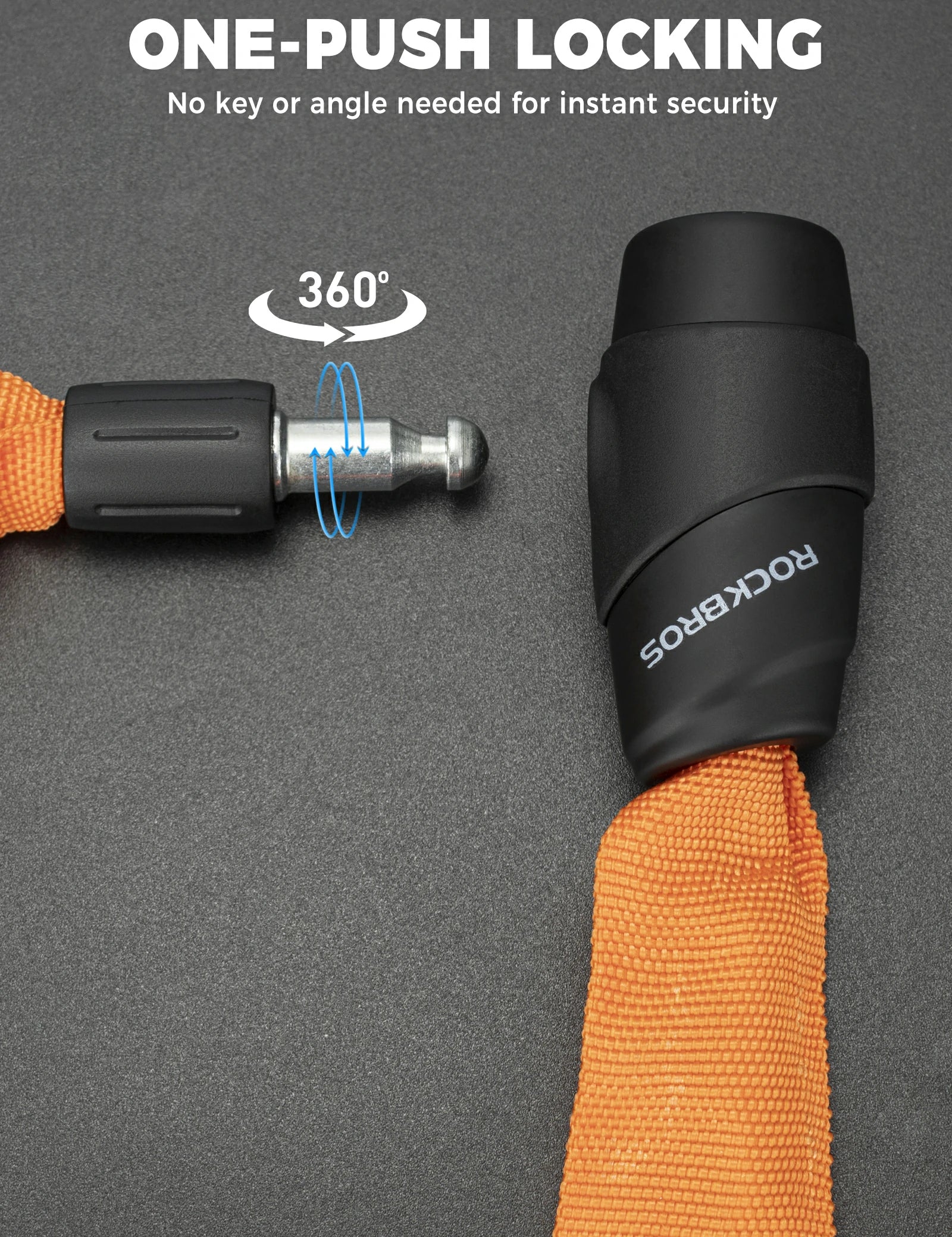 ROCKBROS bike chain lock 95cm heavy duty anti-theft with 2 keys
#Color_Orange