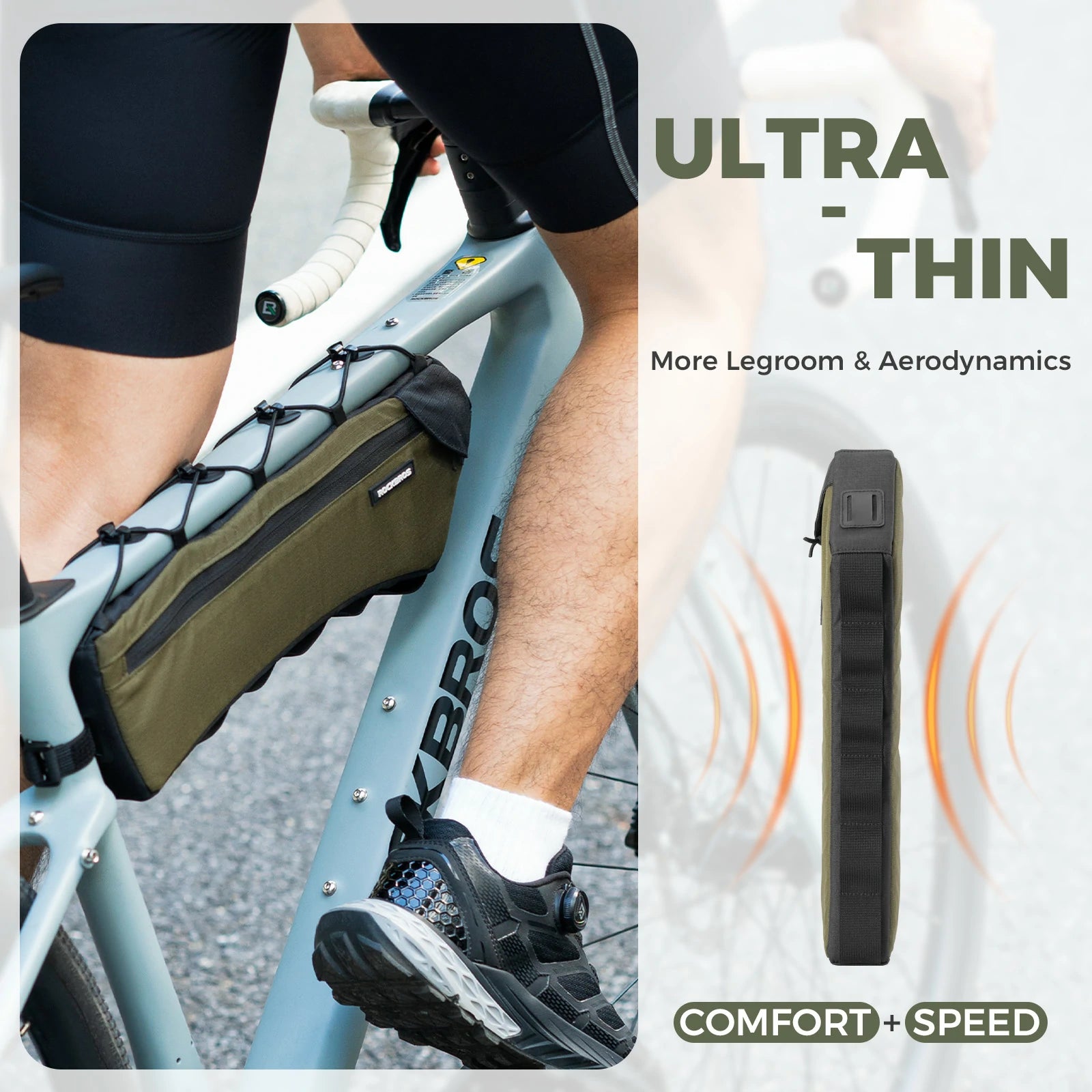 Waterproof bike frame bag, triangle bicycle pouch with side zipper, easy mount for road, gravel and MTB cycling