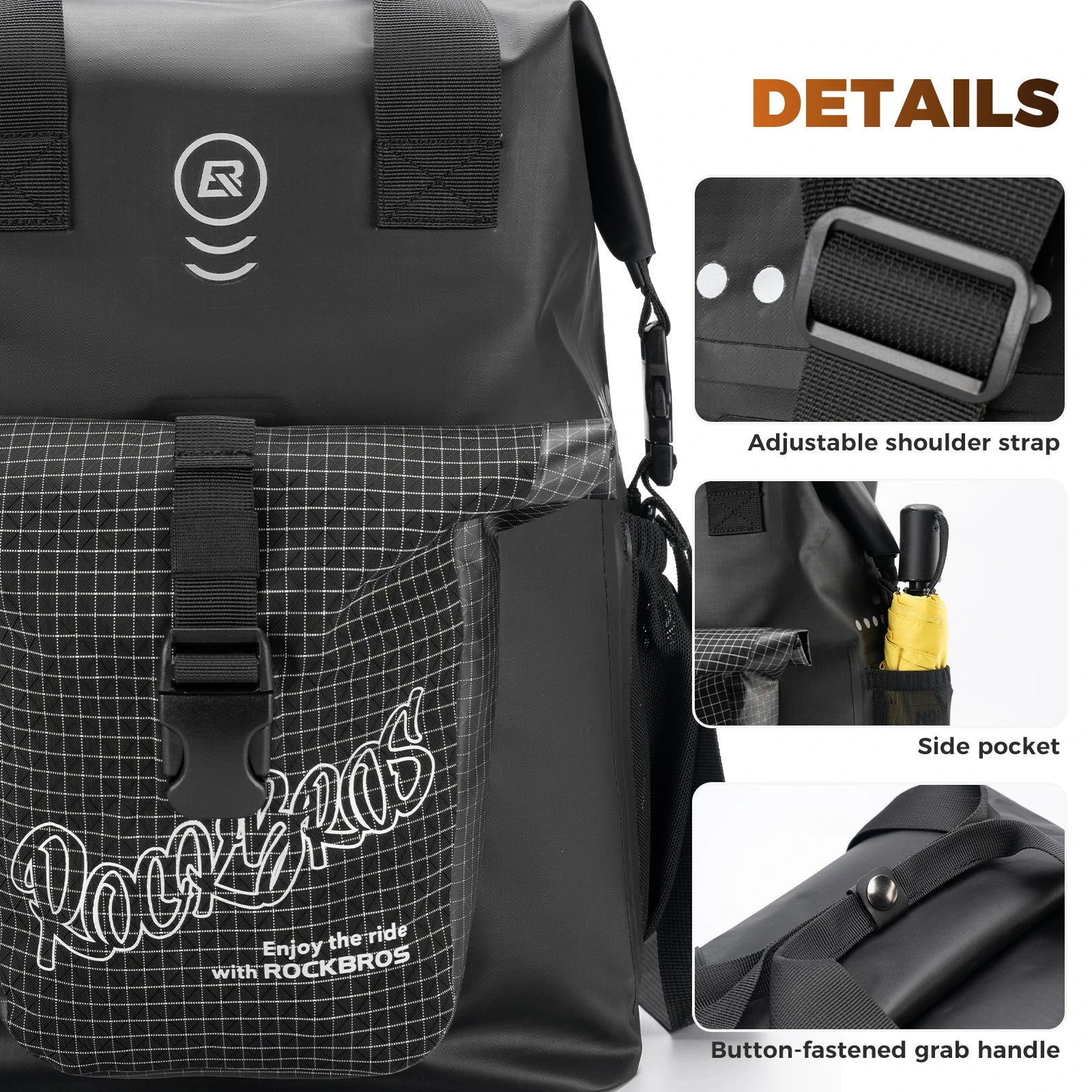 ROCKBROS bike handlebar bag for folding bike 18l