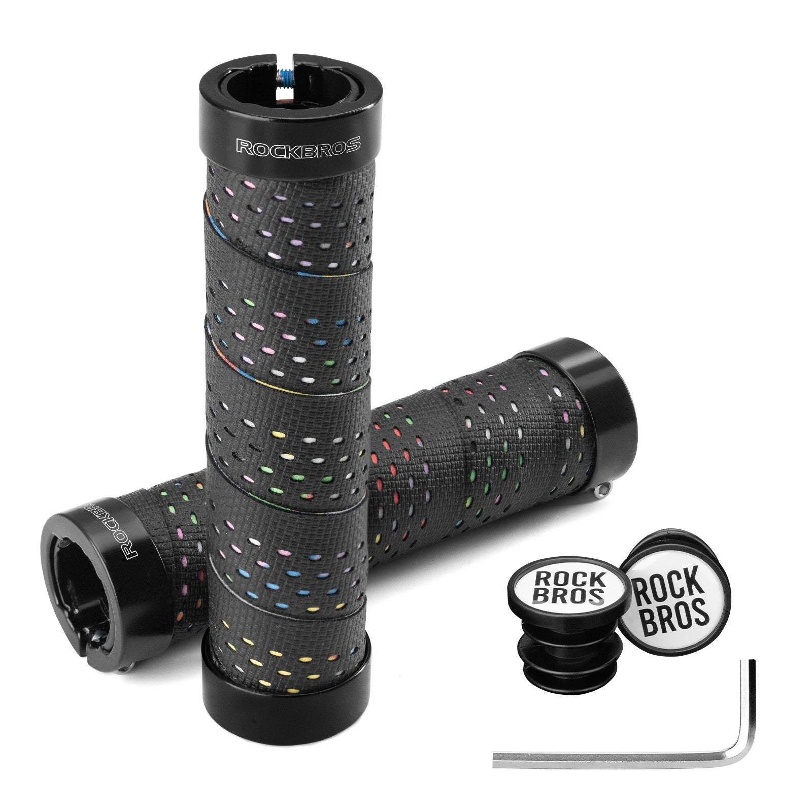 ROCKBROS bike handlebar grips double lock non-slip universal #Color_Black