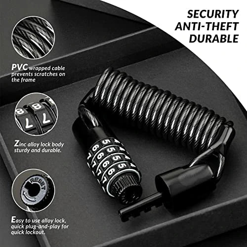 Compact Bike Helmet Lock with Retractable Cable