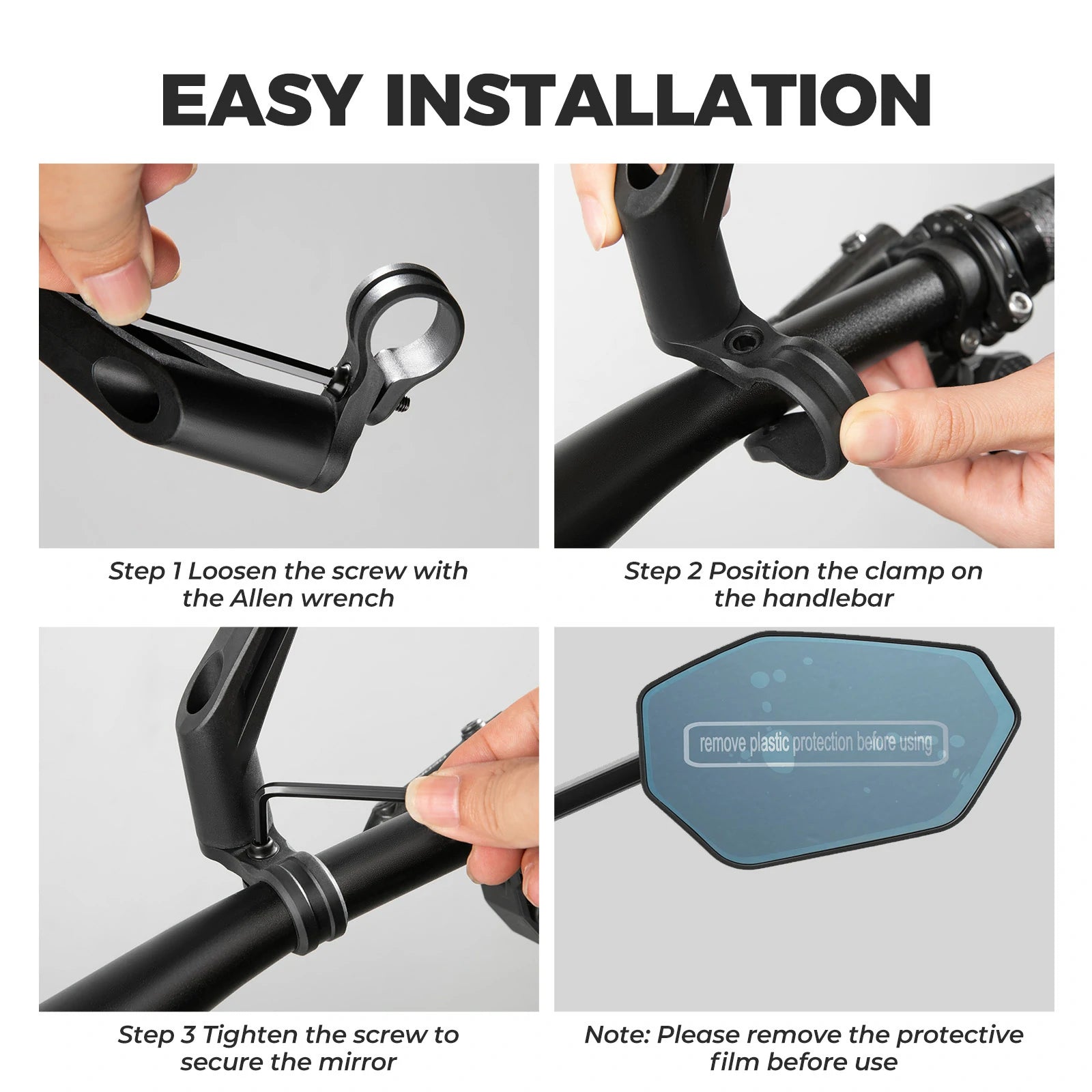 ROCKBROS bike mirror hd 360 rotatable anti-glare rear view left