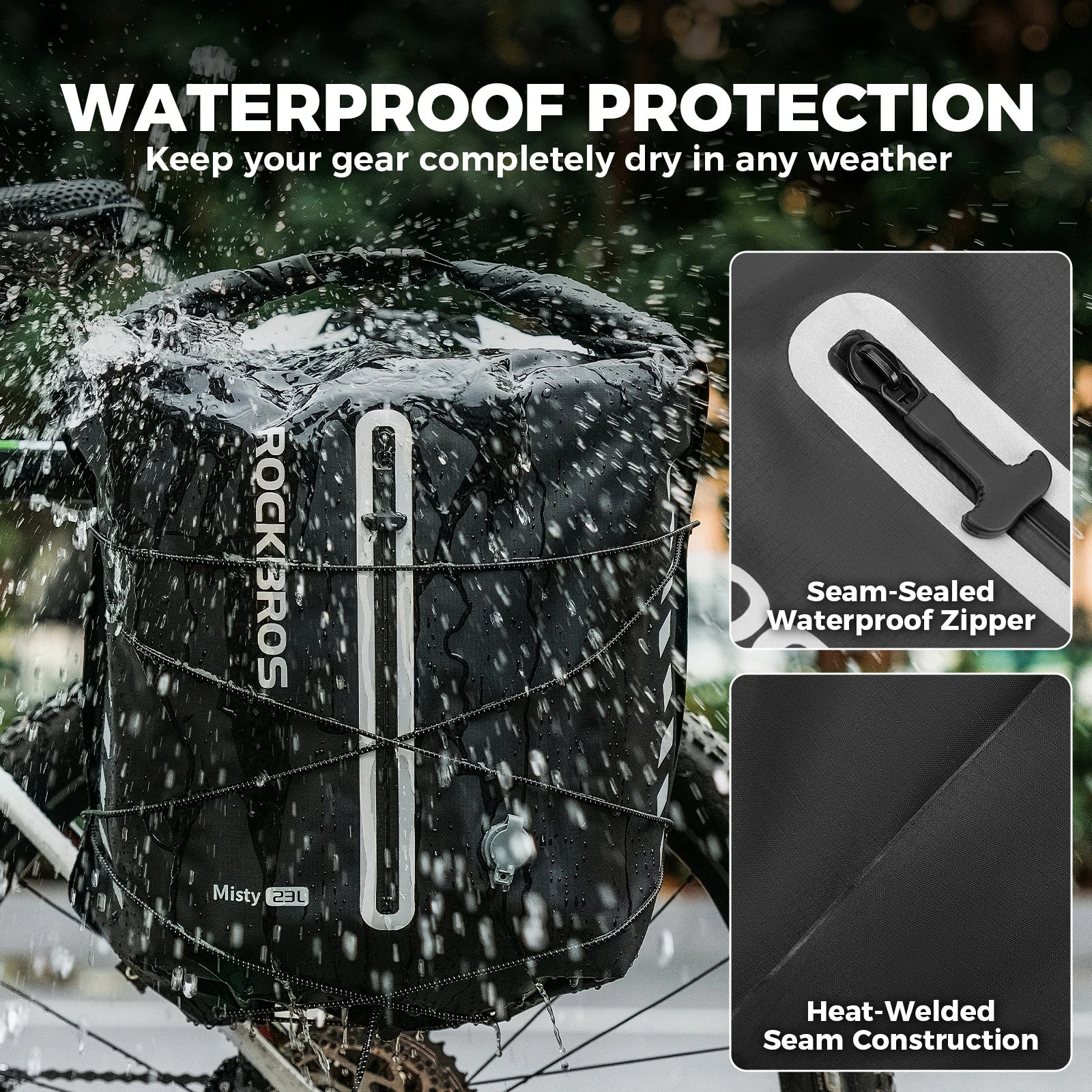 ROCKBROS bike pannier bag 100 waterproof vacuum compression 23l