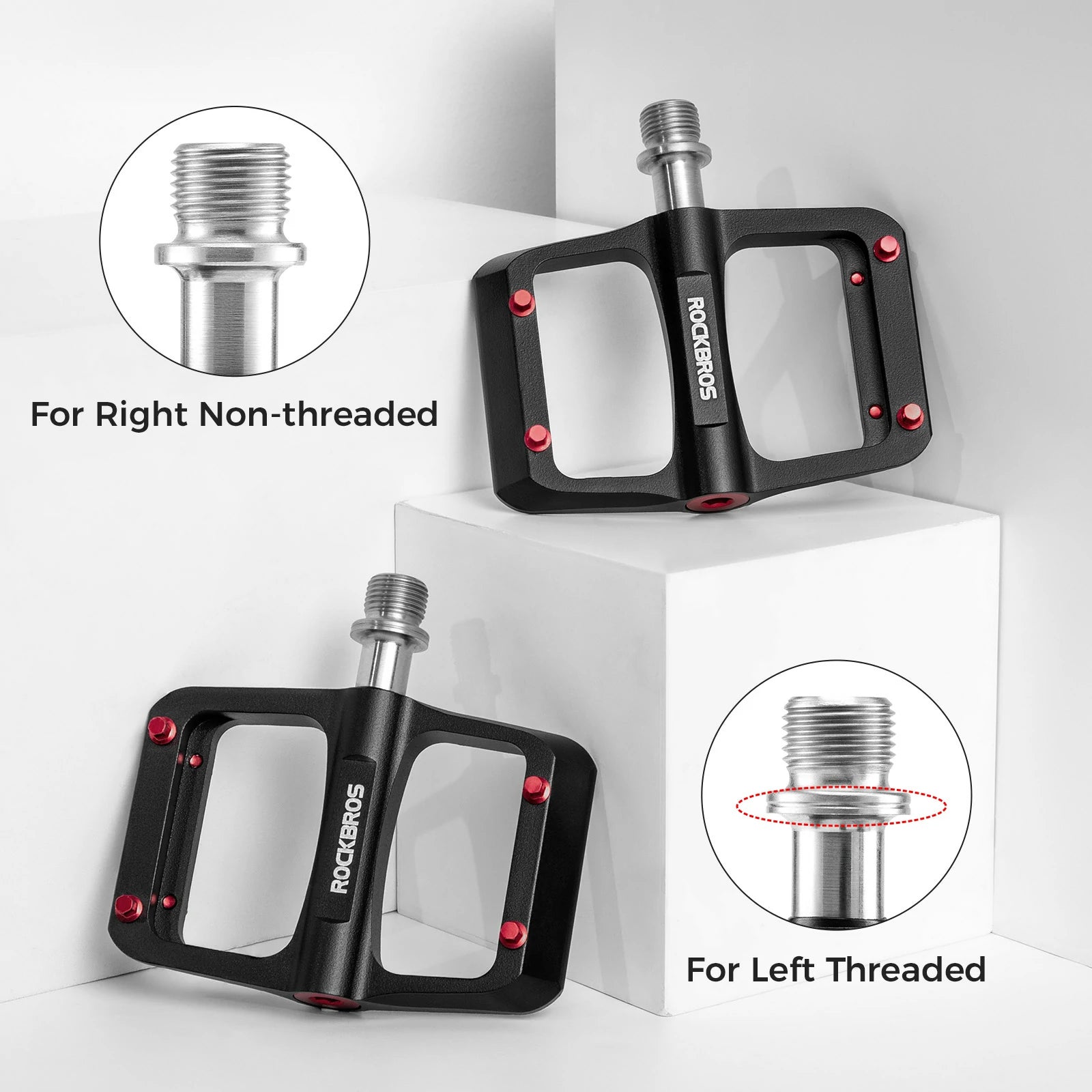 ROCKBROS bike pedals ultralight magnesium with red anti-slip pins