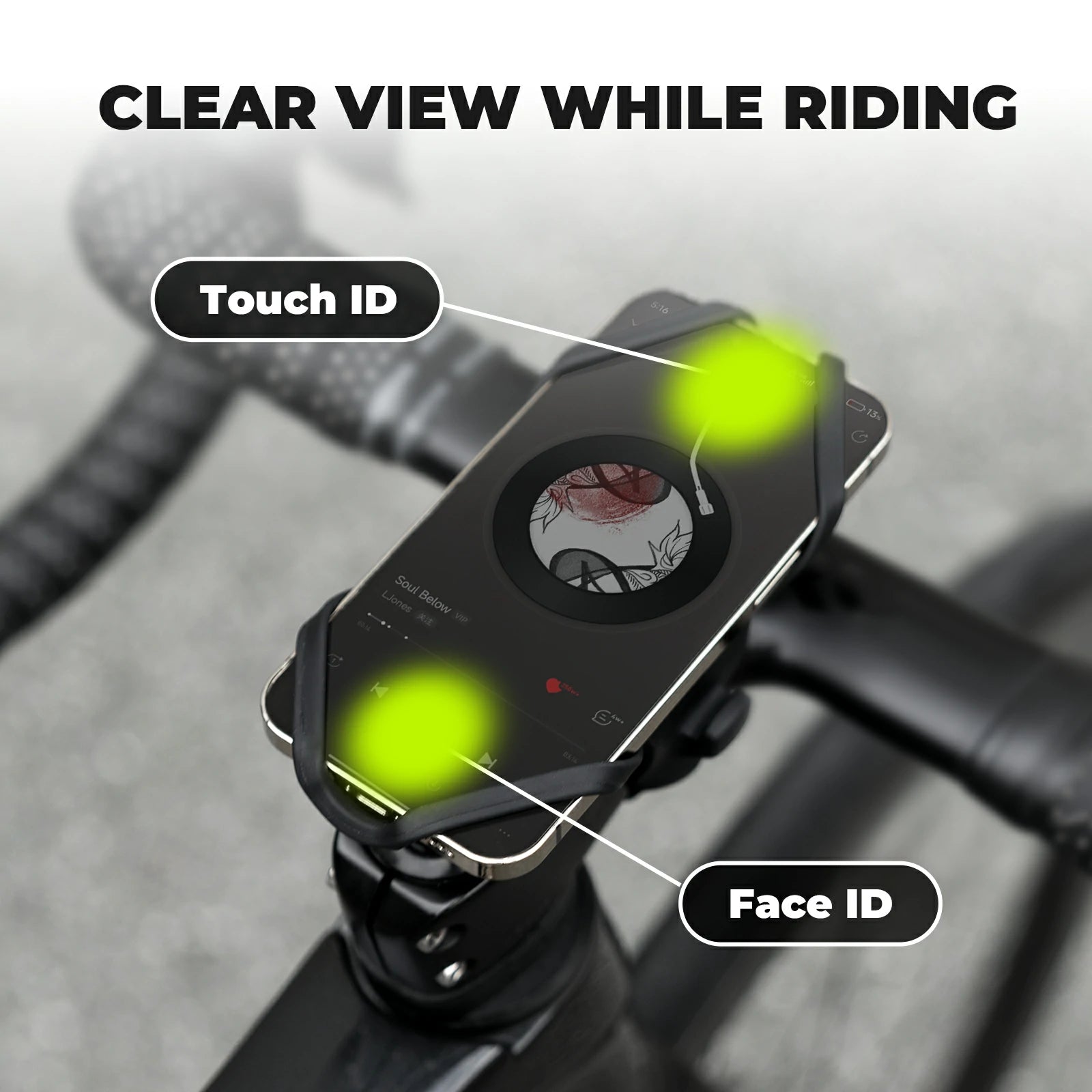 ROCKBROS bike phone holder silicone universal 4-point secure mount